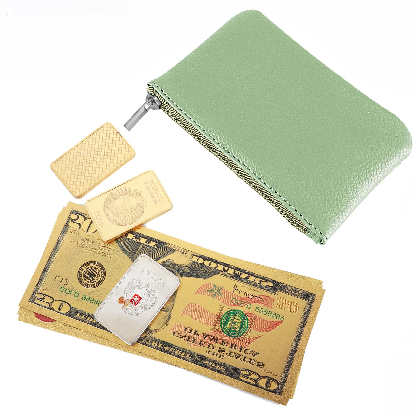 Giantree Small Cute PU Lychee Pattern Coin Purse for Women - Mini Wallet for Coins, ID, Keys, Lipstick & Headphones (Light Green) | Perfect for Everyday Use, Travel & Gift Giving