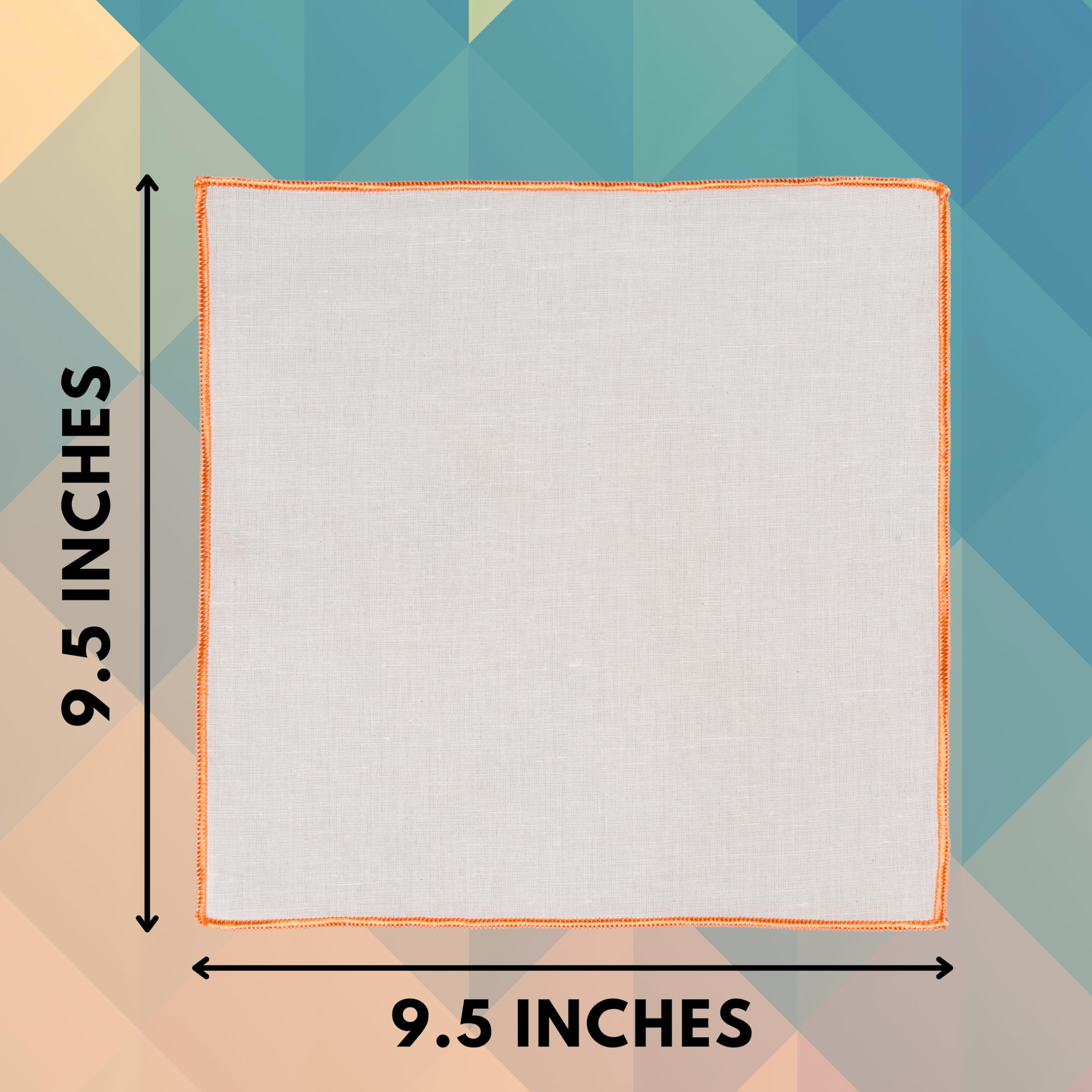 Premium Linen Pocket Squares for Men - Elegant Embroidered Edge Handkerchiefs | Wedding, Business & Formal Occasion Accessories
