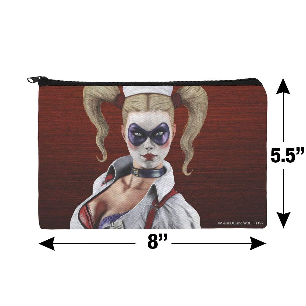 Batman Arkham Asylum Harley Quinn Makeup Bag - Waterproof Cosmetic Organizer Pouch for Travel, Gym & Daily Use | DC Comics Themed Makeup Case