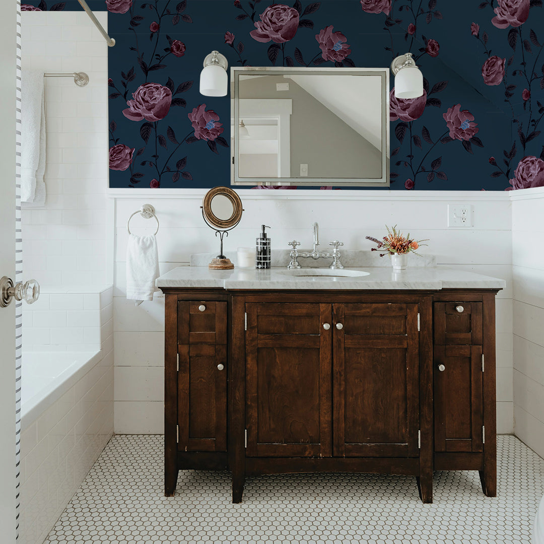 Rambling Rose Peel and Stick Wallpaper - Self-Adhesive Floral Wall Decor by She She - Perfect for Bedroom, Nursery & Home Renovation