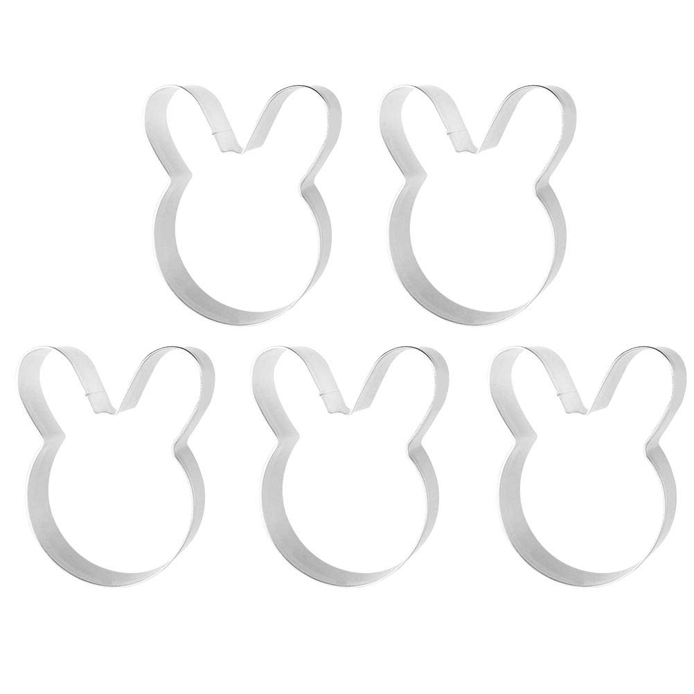 DOITOOL 5PCS Stainless Steel Rabbit-Shaped Cookie Cutters - Durable Baking Molds for Cookies, Fruits & Pastries | Perfect for Home Kitchen, Bakery & Holiday Baking (Easter, Christmas, Birthday Parties)
