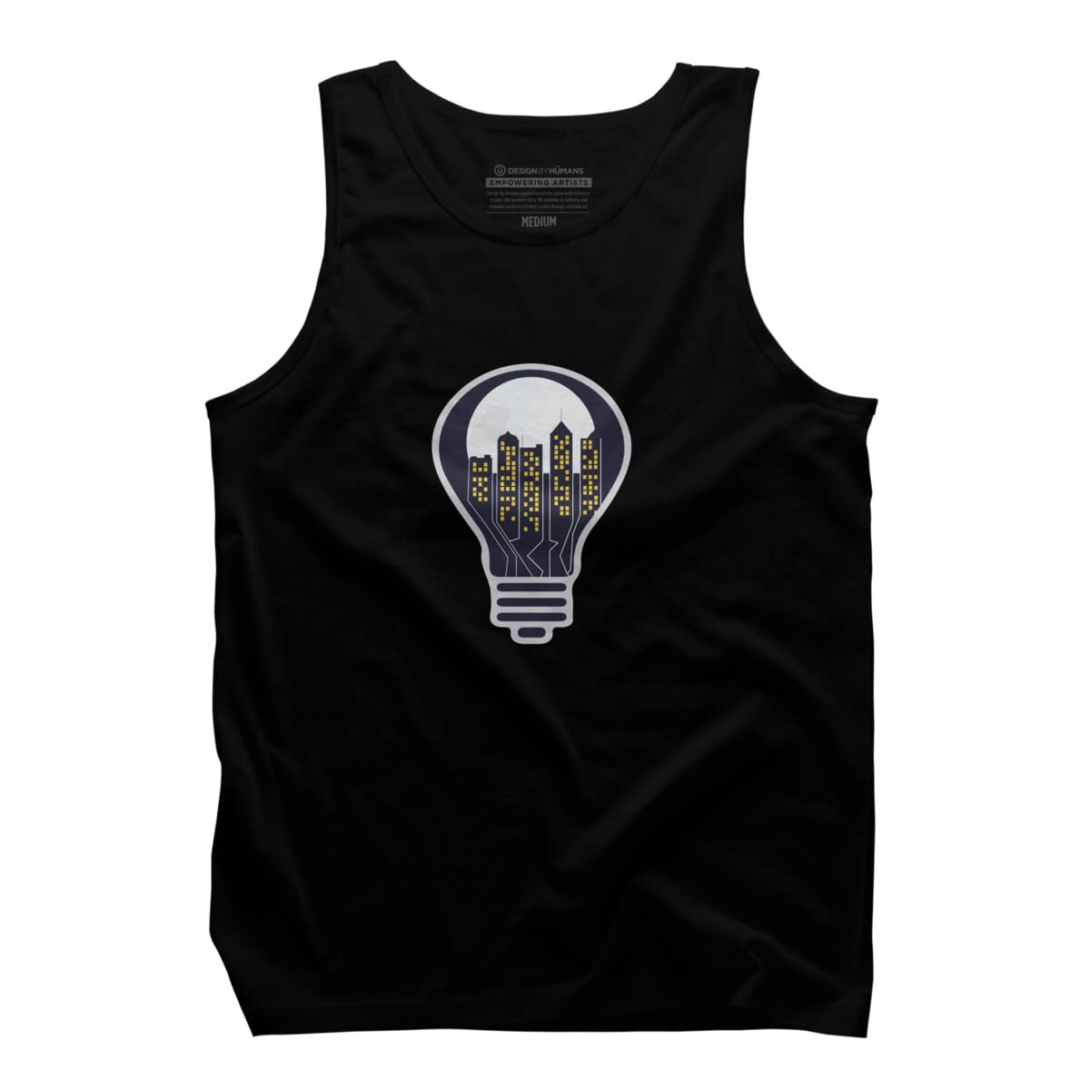 Design By Humans Men's The Light of The Night by Galeria Tank Top - Soft Cotton Graphic Tee for Casual Wear, Gym & Summer Outfits