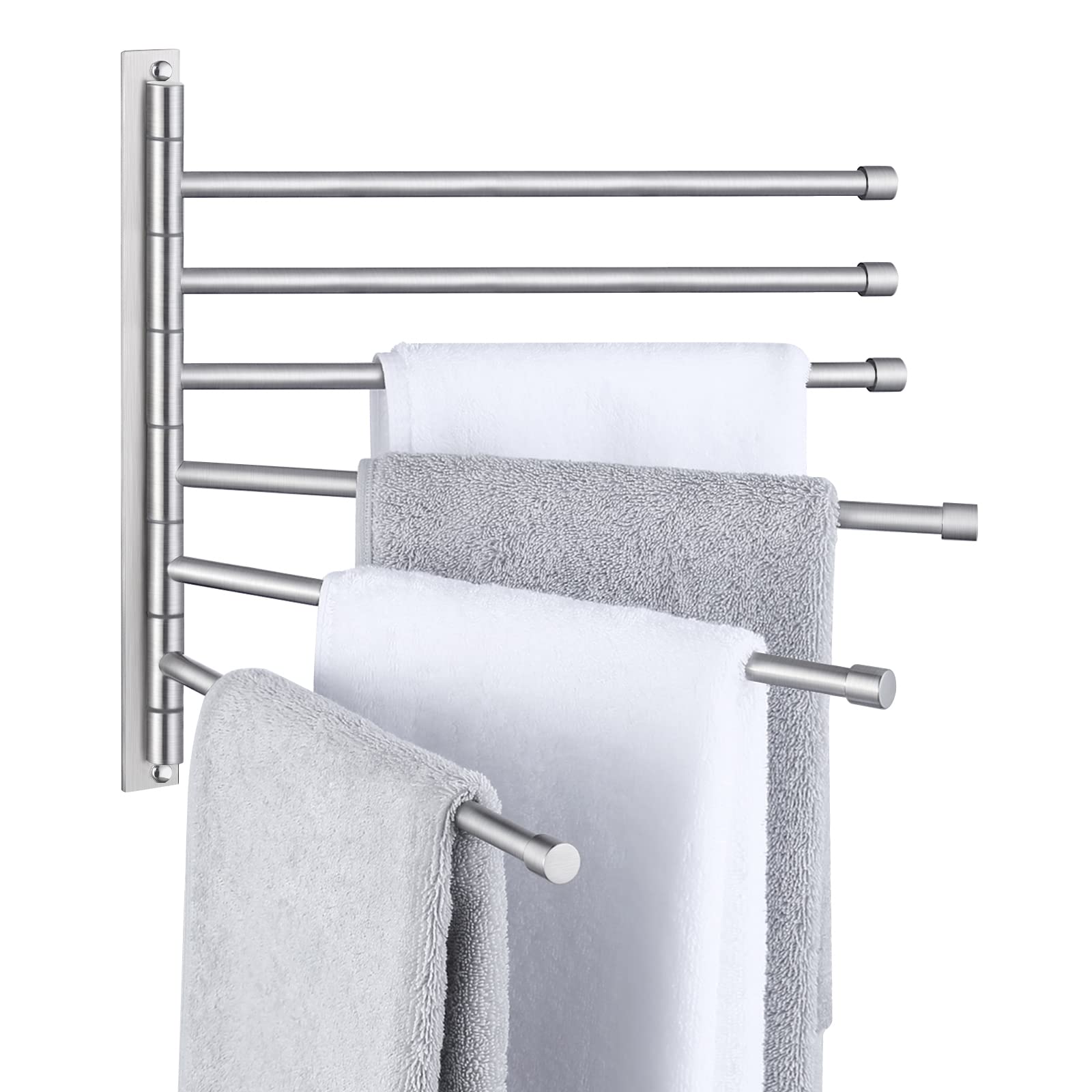 KES 13 Inch 6-Arm Swing Out Towel Holder - SUS304 Stainless Steel Brushed Finish Wall Mount Bathroom Towel Bar - Perfect for Small Bathrooms, Powder Rooms & Spa Areas