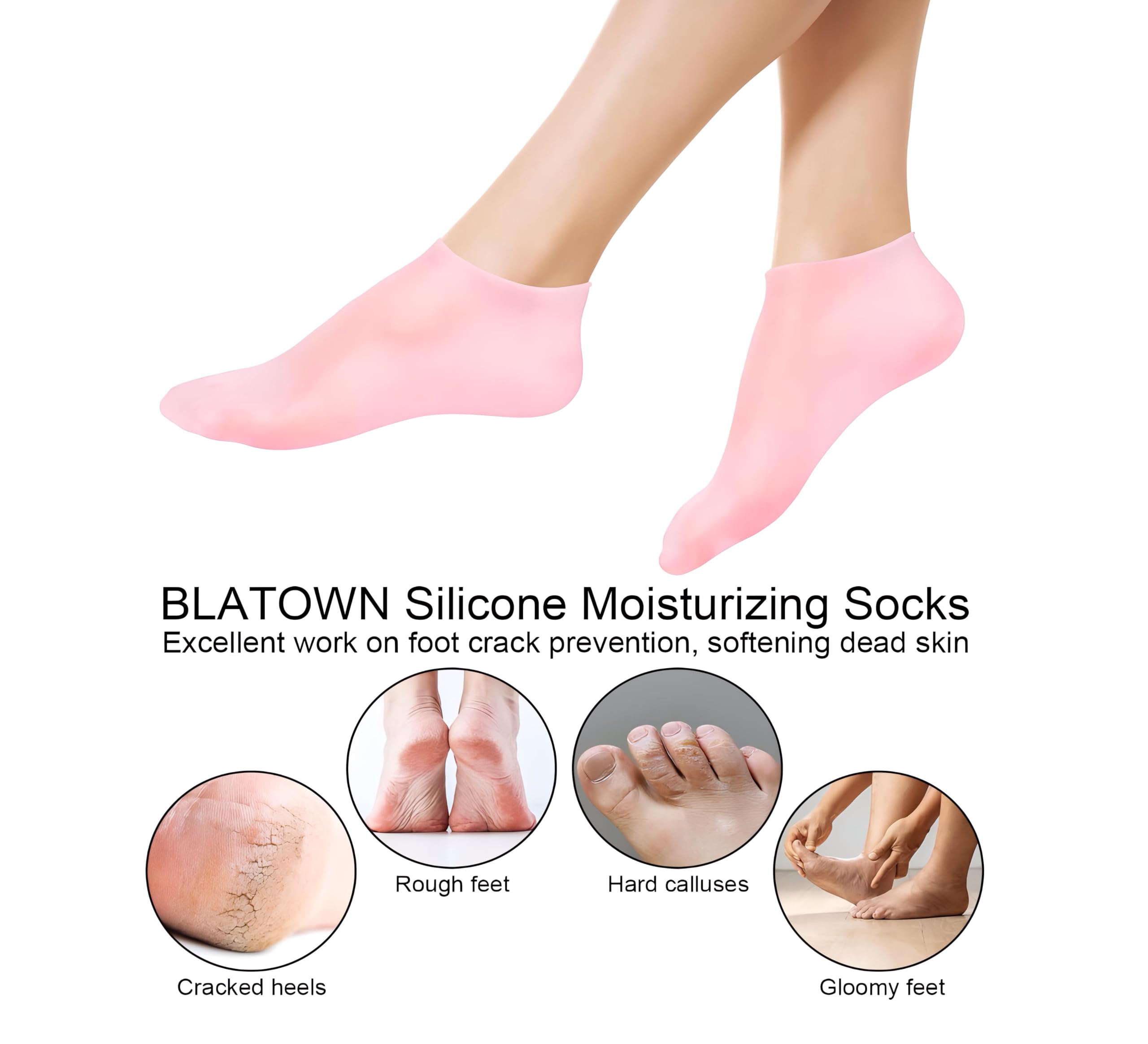 Qenixo Moisturizing Gel Lined Socks for Dry Cracked Feet - Soft Reusable Spa Socks with Lotion Infusion for Women - Perfect for Nighttime Foot Care & Cracked Heel Repair