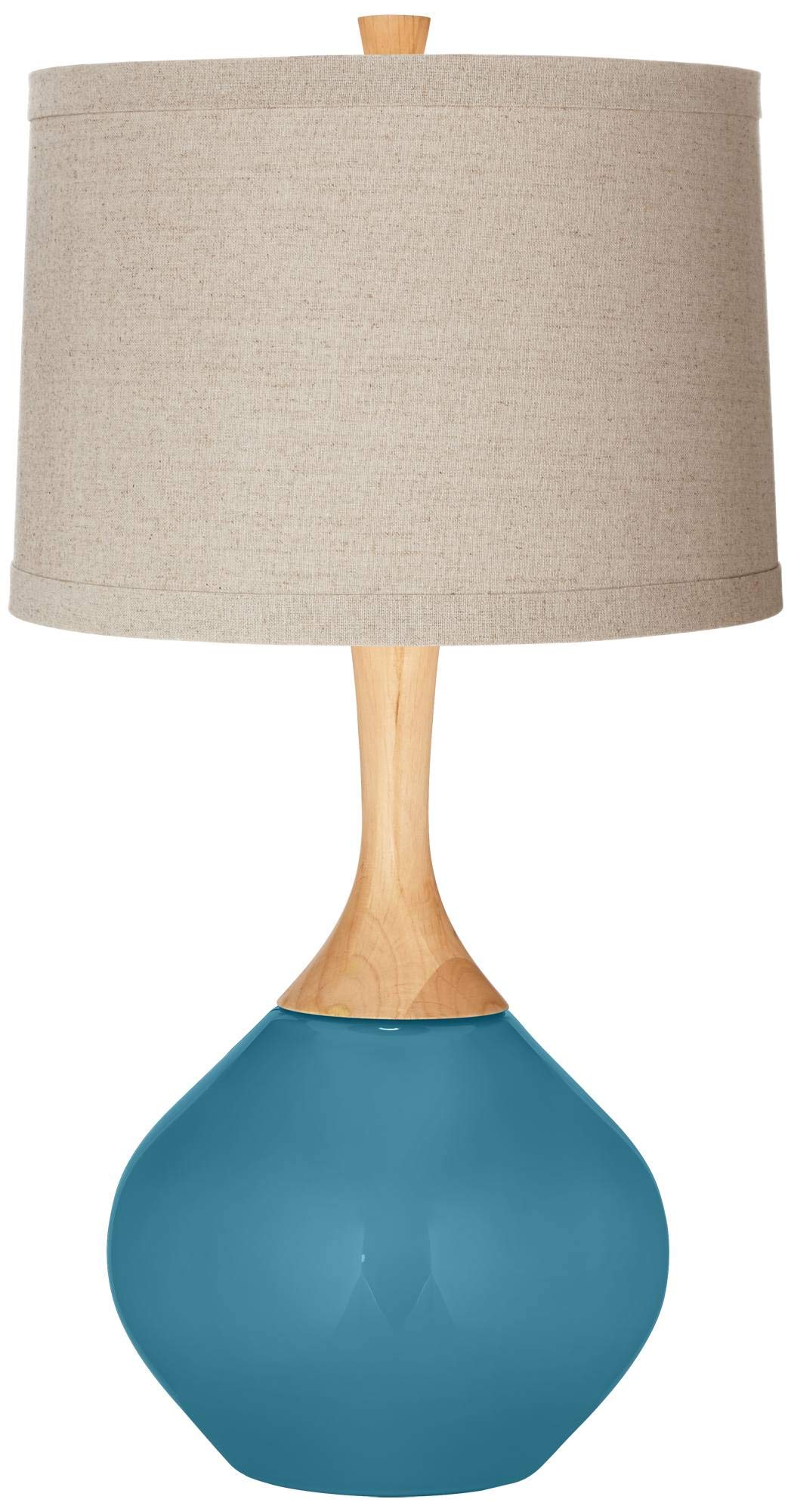 Color + Plus Great Falls Natural Linen Drum Shade Wexler Table Lamp - Modern Home Office & Bedroom Lighting Decor