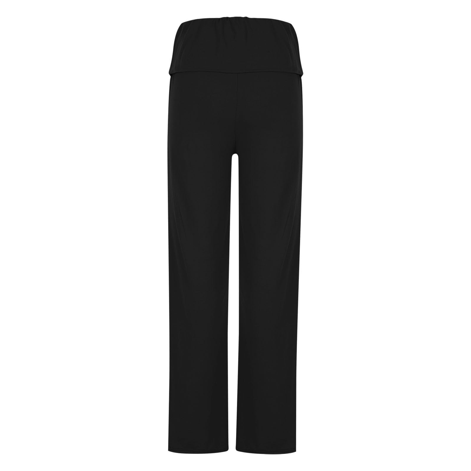 Women's Flare Leg Yoga Pants - Low Rise Fold Over Wide Leg Sweatpants - Buttery Soft Bell Bottom Casual Leggings for Workout, Lounge & Everyday Wear