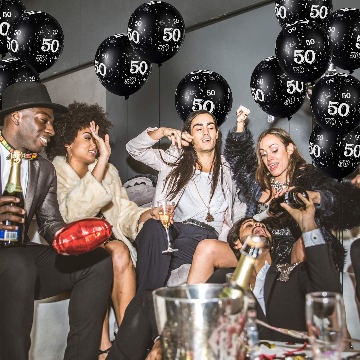 Gejoy 36-Pack Black 50th Birthday Balloons - 12 Inch Latex Party Decorations for Men & Women - Cheers to 50 Years Anniversary Celebration - Perfect for Milestone Parties, Retirement Celebrations & Golden Jubilee Events