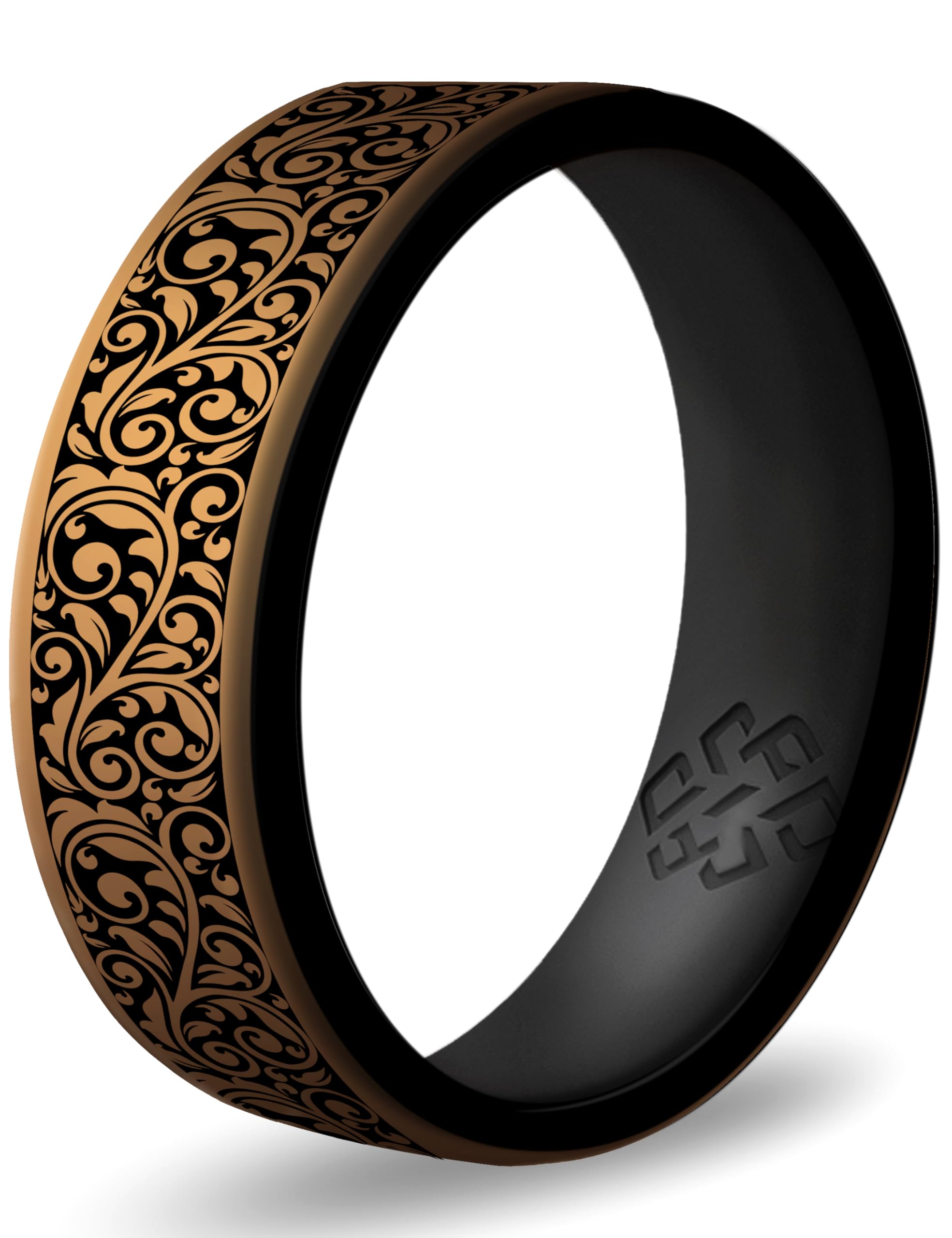 Knot Theory Dual Layer Engraved Silicone Wedding Band - Elegant Filigree, Floral, Hearts & Laurel Designs | Breathable Comfort Fit for Sports, Gym & Outdoor Activities | Perfect for Active Lifestyles & Sensitive Skin