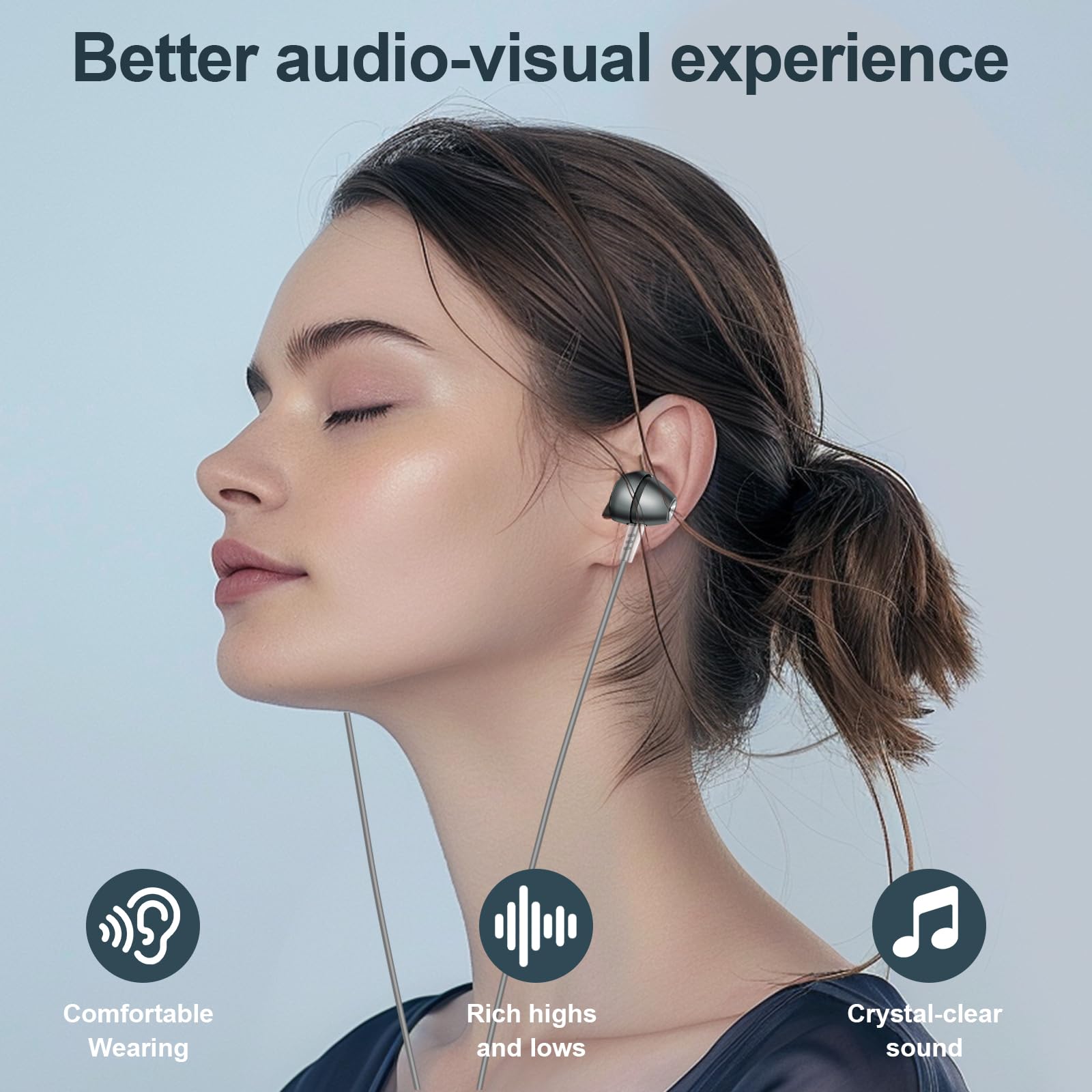 USB-C Wired Headphones with Mic & Remote Control - Compatible with iPhone 15/15 Pro/15 Pro Max/16/16 Pro/16 Pro Max & Most Type-C Devices - Perfect for Gaming, Music, Calls & Workouts
