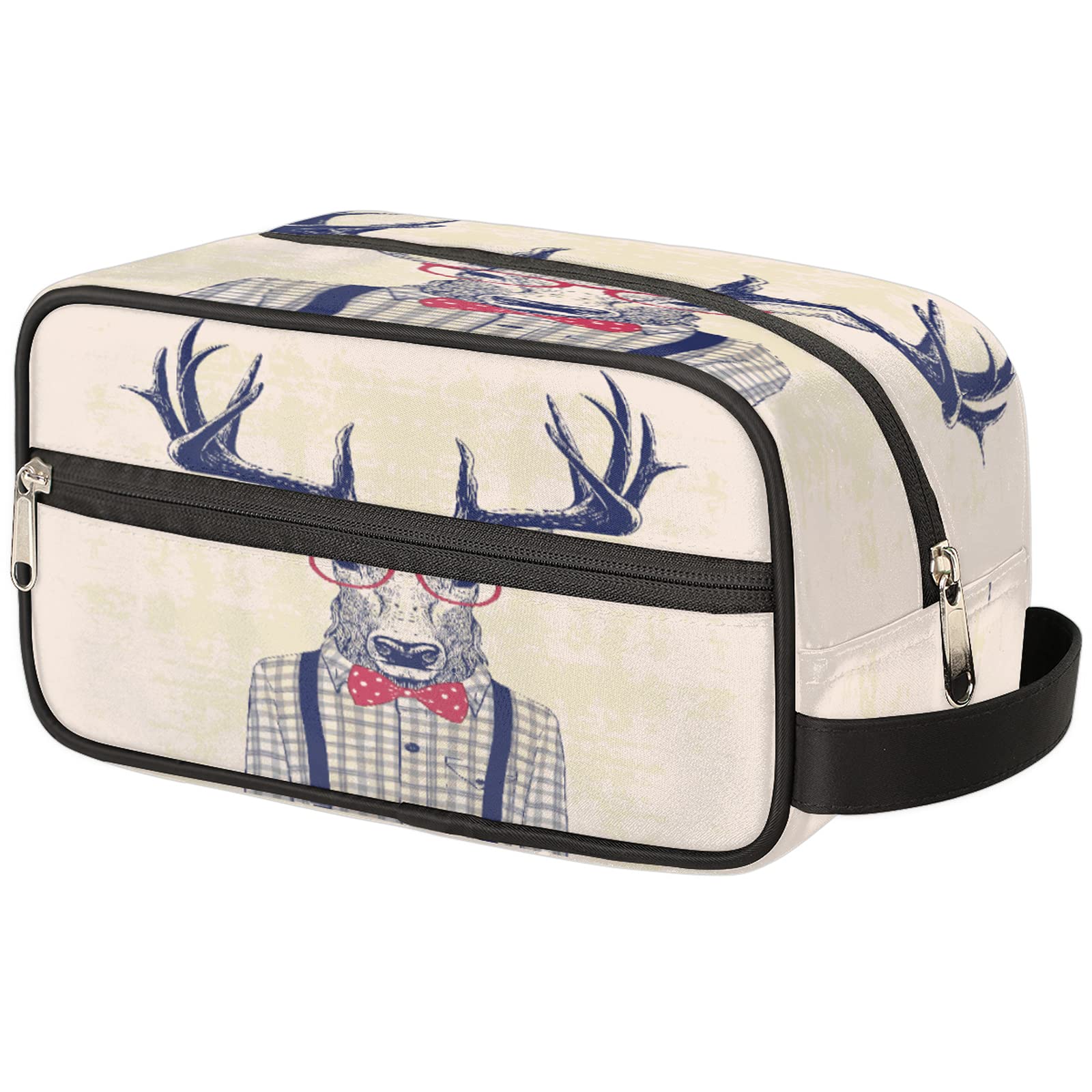 Funny Animal Deer Travel Toiletry Bag for Women & Men - Waterproof Cosmetic Makeup Organizer with Large Capacity | Perfect for Camping, Gym, Business Trips & Vacation Essentials Storage