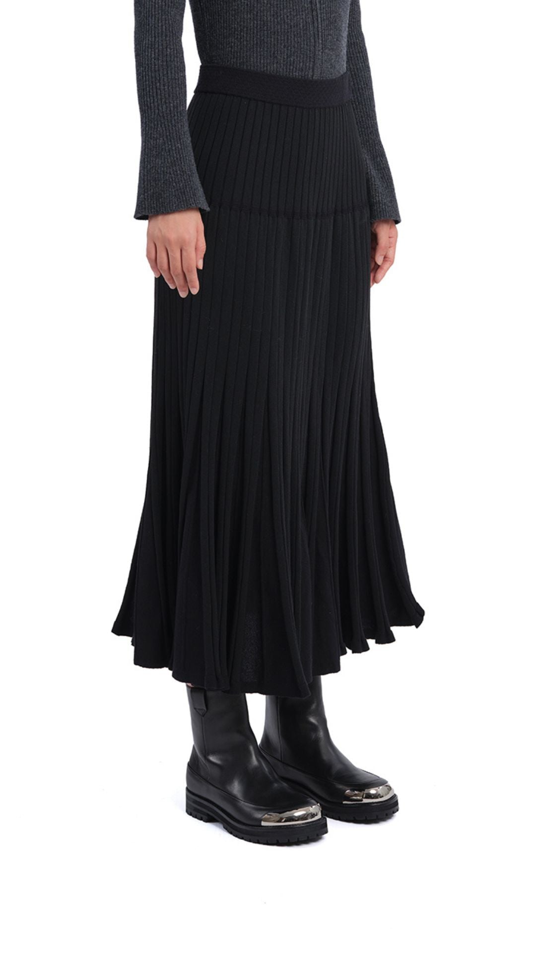 Women's Knitted Flare Skirt - Soft Stretchy High Waist A-Line Midi Skirt for Fall & Winter | Perfect for Office, Date Night & Casual Outfits