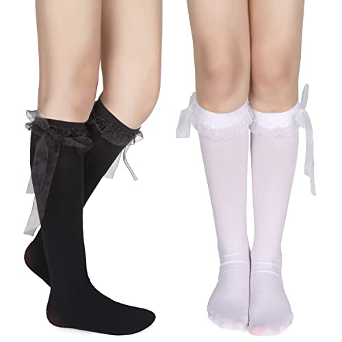2pack-black White Ruffle Lace Bow