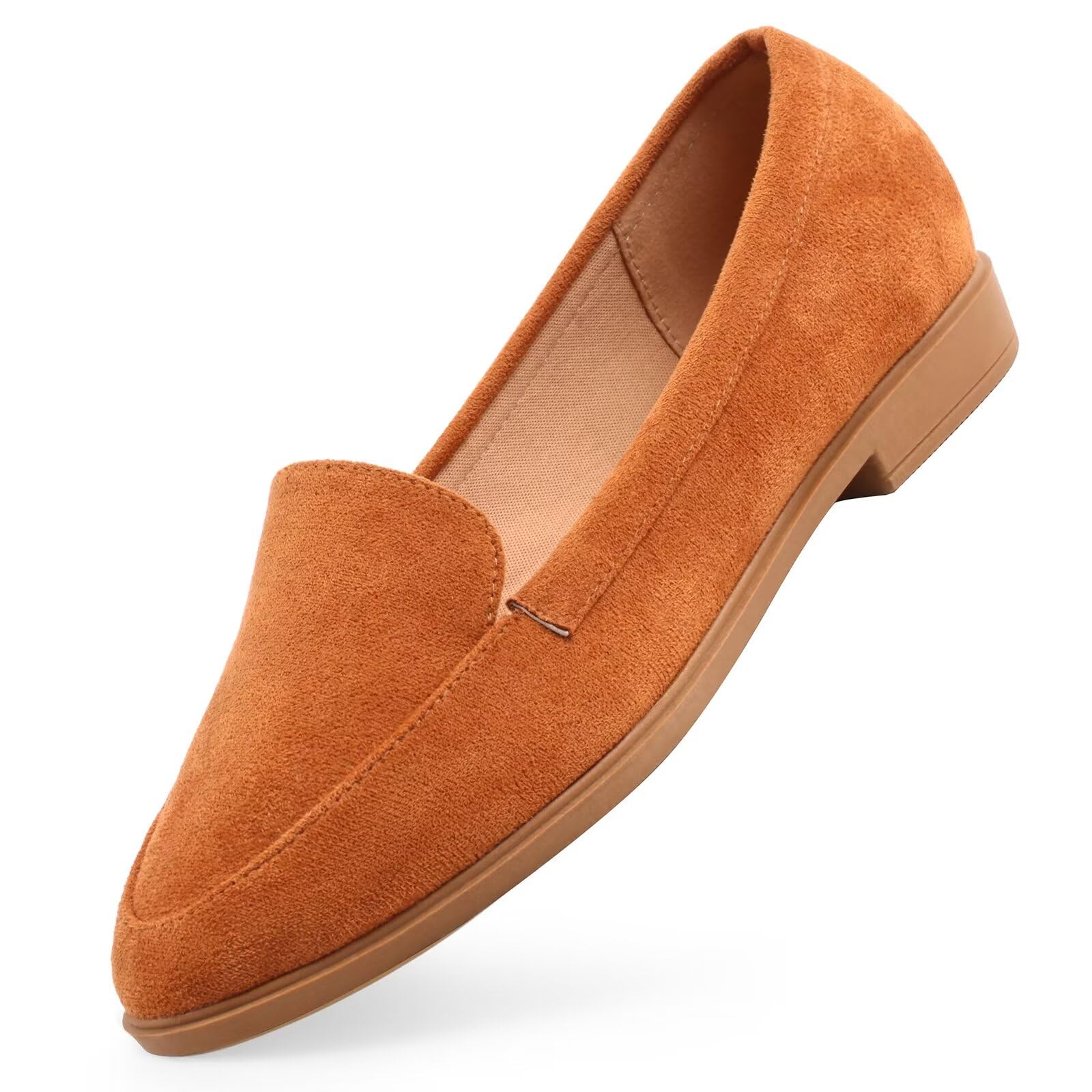 MUSSHOE Women's Slip-On Loafers - Comfortable Dressy Flats for Women, Tan - Perfect for Office, Travel & Casual Wear