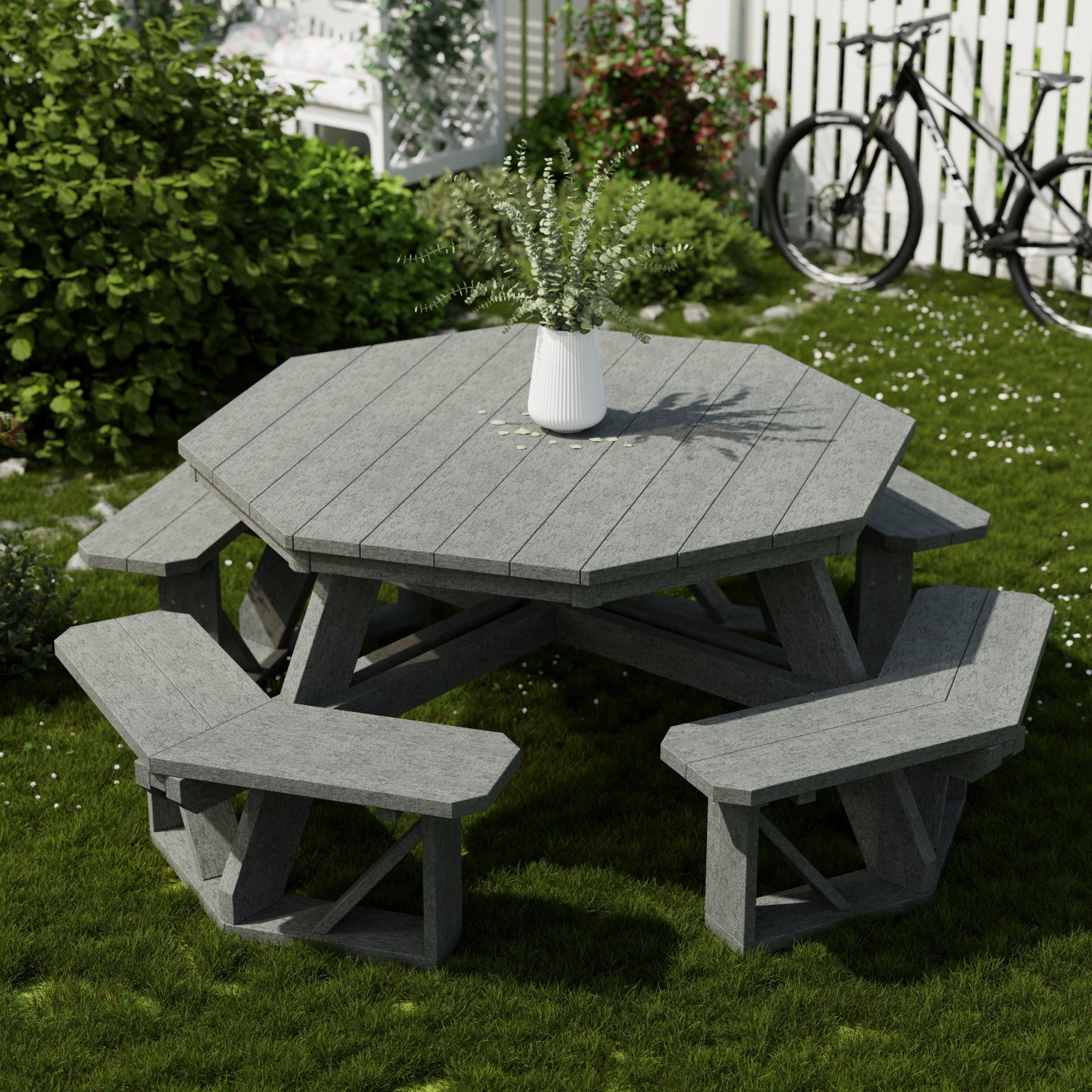 Heritage Octagon Picnic Table - 8-Person Outdoor Dining Set for Backyard, Patio, Garden, Park & Camping - Durable All-Weather Wooden Picnic Bench