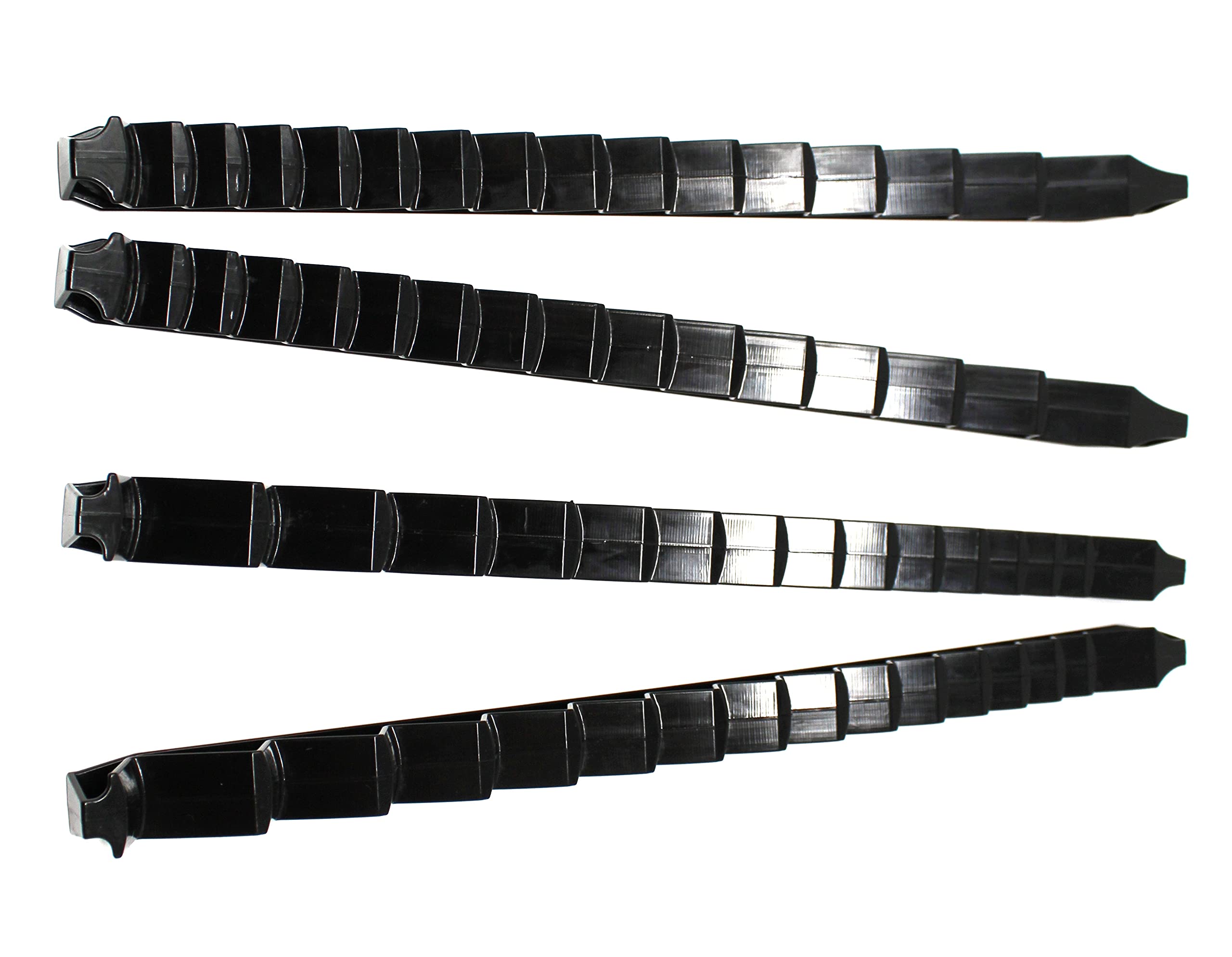 JSP Manufacturing 4-Piece Plastic Low Profile 30-Tool Wrench Organizer Rail Set - Multi-Colors (Black) | Durable Tool Storage for Garage, Workshop & DIY Projects