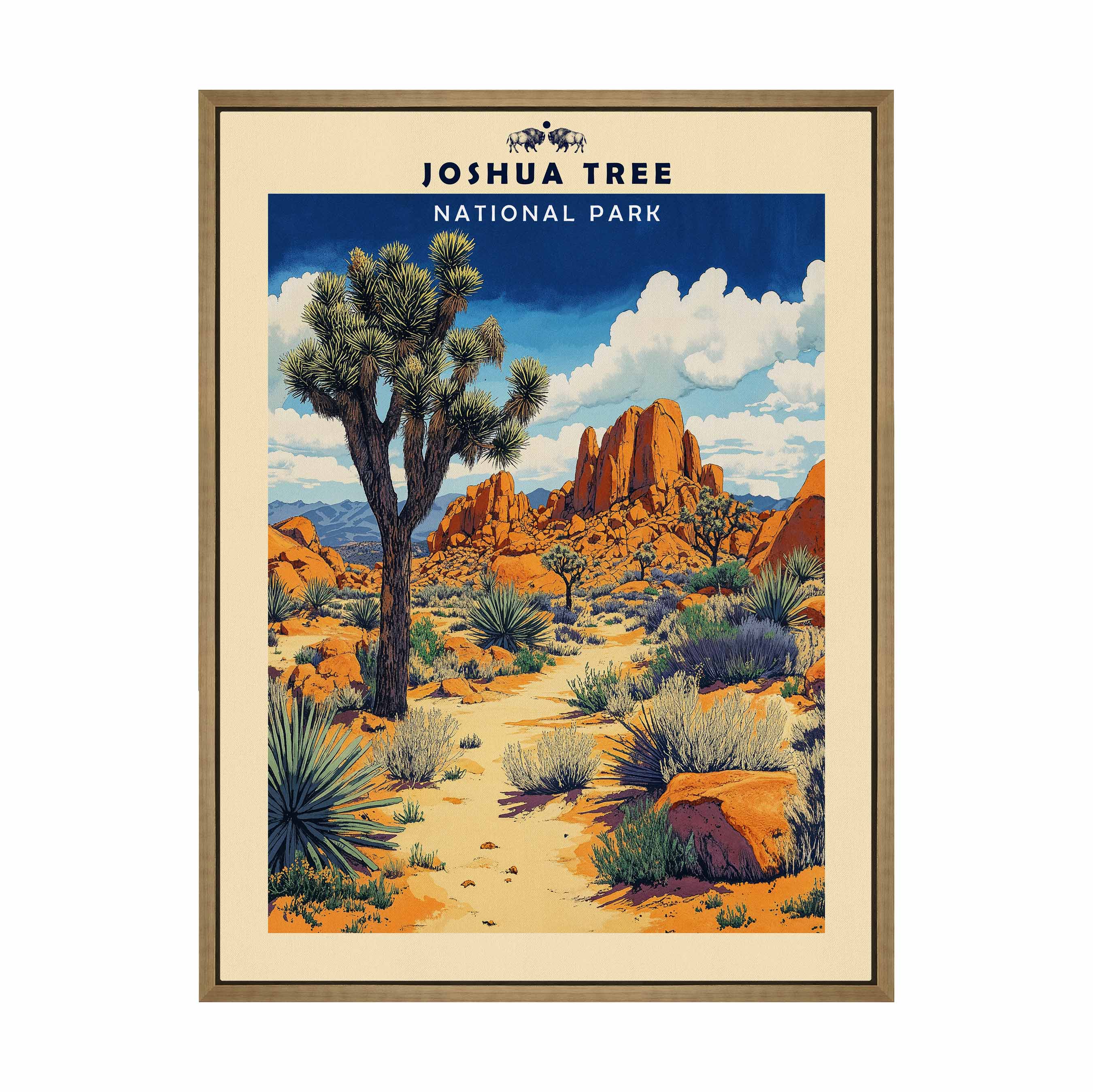 Joshua Tree Gallery Wrapped Canvas Wall Art - Stunning Desert Landscape Painting for Living Room, Bedroom & Office Decor