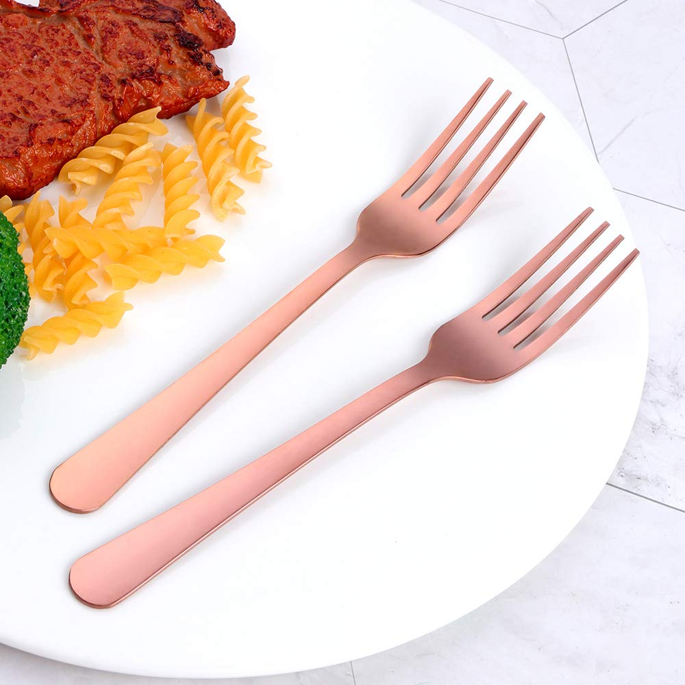 Premium 12-Piece Stainless Steel Dinner Forks Set - Elegant Rose Gold Flatware for Family Dining, Restaurants, Weddings & Parties | Durable & Stylish Cutlery for Everyday Use & Special Occasions