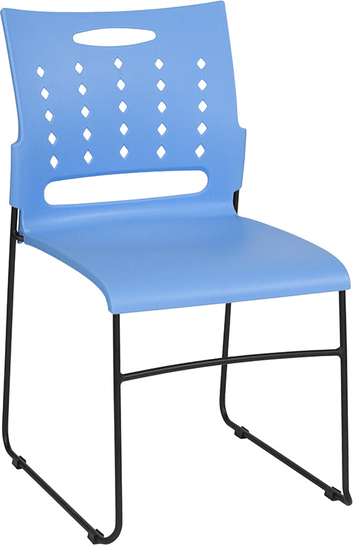 FLASH HERCULES Series 881 lb Capacity Black Sled Base Stackable Chair with Air Vent Back - Heavy Duty Folding Chairs for Events, Banquets, and Conference Rooms