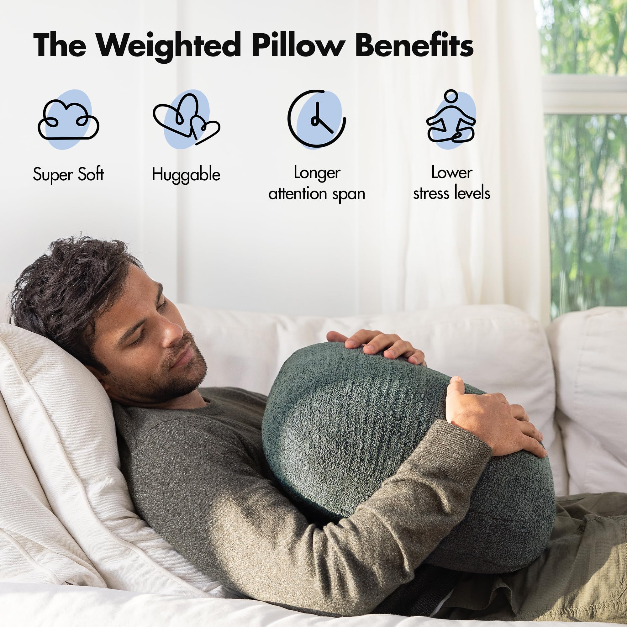 The Original Weighted Pillow for Adults - 12lbs Cooling Body Pillow for Stress Relief & Anxiety (Large, Blueberry) | Perfect for Meditation, Sleep Support & Relaxation at Home or Office