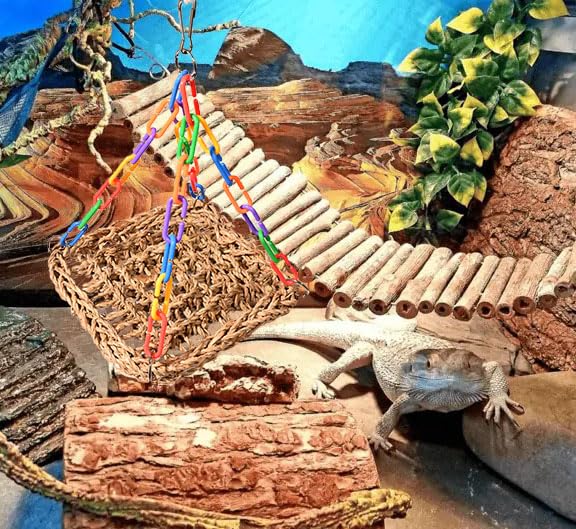 Bearded Dragon Hammock - Cotton Reptile Swing Bed for Lizards - Hanging Tank Accessories for Climbing & Relaxing - Perfect for Bearded Dragons, Geckos & Small Reptiles (Ideal for Basking & Playtime)