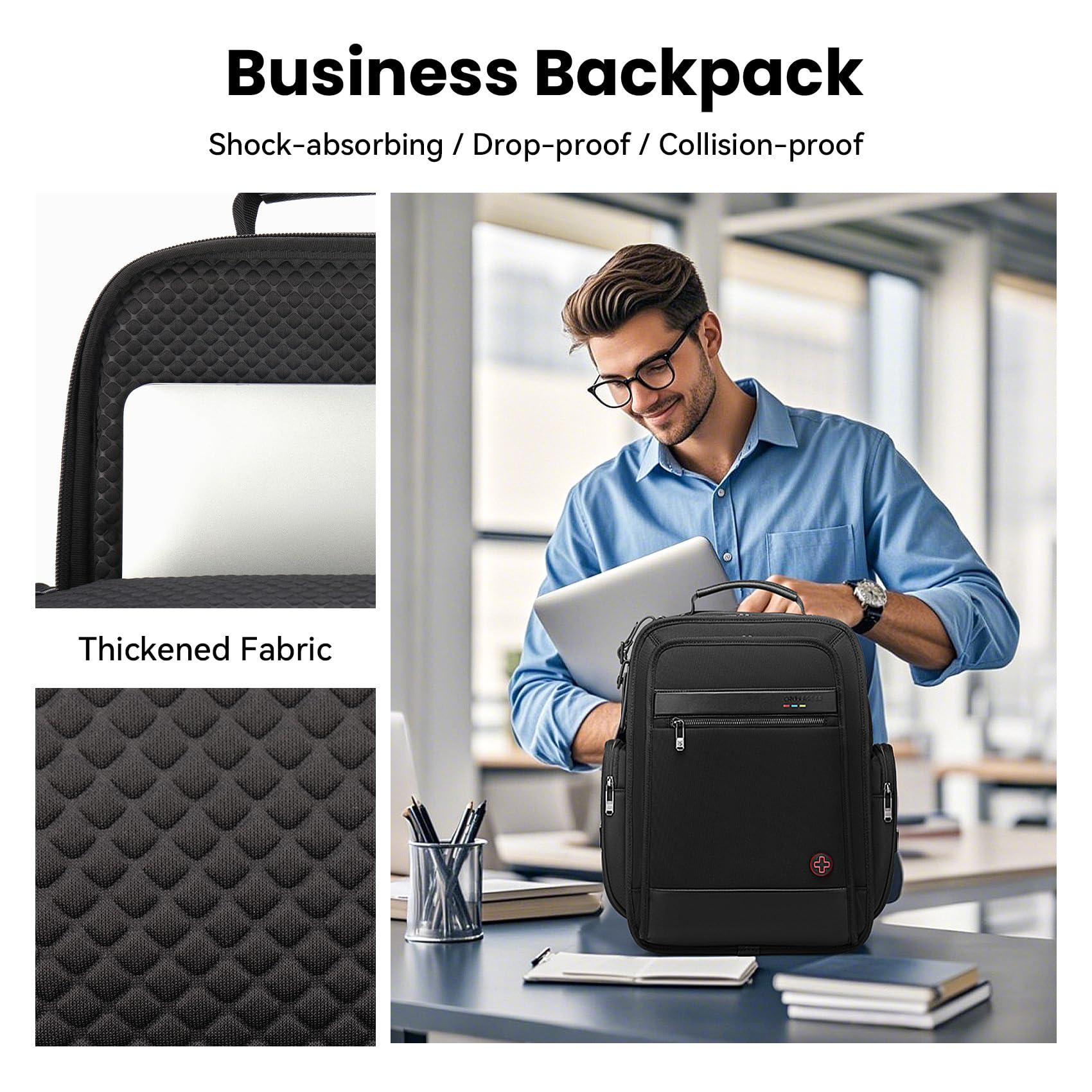 20L Waterproof Business Laptop Backpack for Men & Women - TSA Approved Carry On Travel Backpack with Thick Compartments Fits 15.6