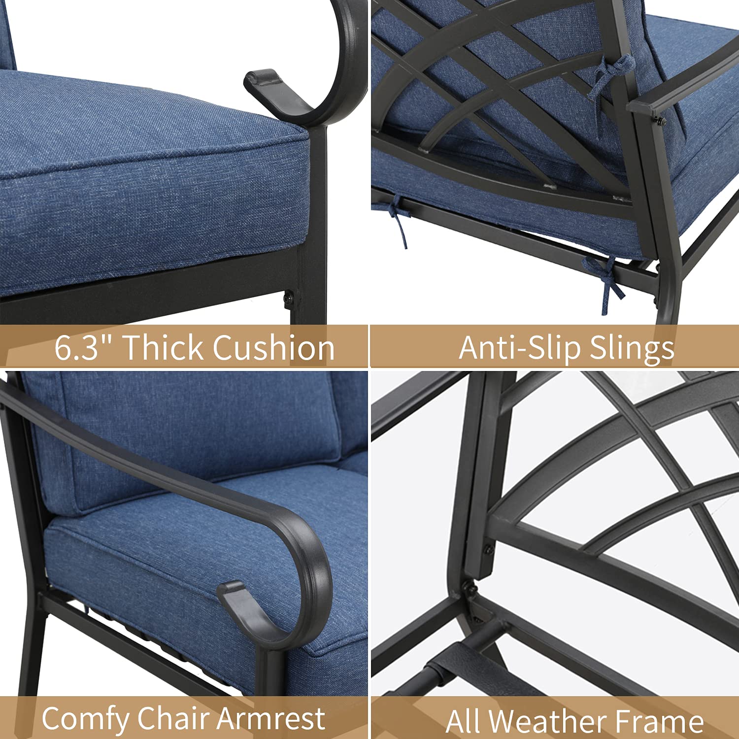 PatioFestival 2-Piece Outdoor Dining Chairs Set with 6.3 Inch Cushion - All-Weather Wicker Frame for Patio, Garden, Poolside & Backyard Relaxation