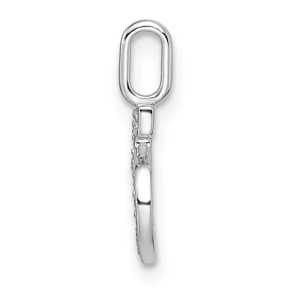 14K White Gold Diamond Women's Number 5 Charm Pendant - Elegant Bijou Jewelry for Birthdays, Anniversaries & Special Occasions