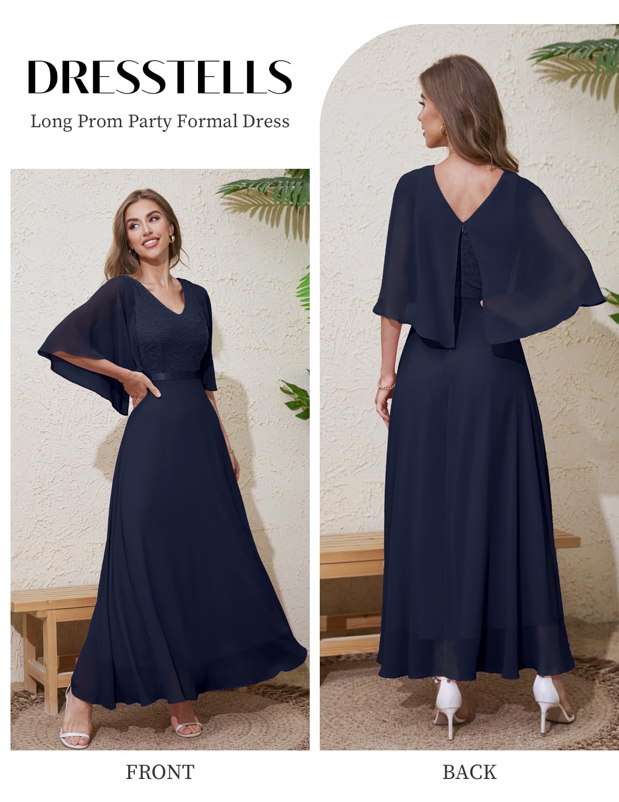 DRESSTELLS Women's Elegant Wedding Guest Formal Dress - 2025 Summer Bridesmaid Party Gown, Long Prom & Church Dress for Special Occasions | Perfect for Weddings, Galas, and Formal Events