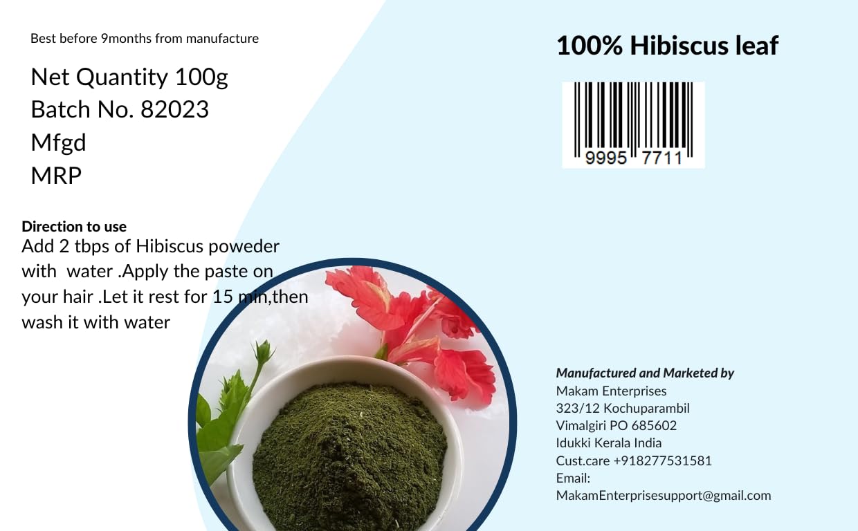 Organic Hibiscus Leaf Powder for Hair Growth - Chemparathi Thaali Natural Hair Wash Powder - Promotes Stronger, Shinier Hair for Men & Women - Perfect for Ayurvedic Hair Care Routine
