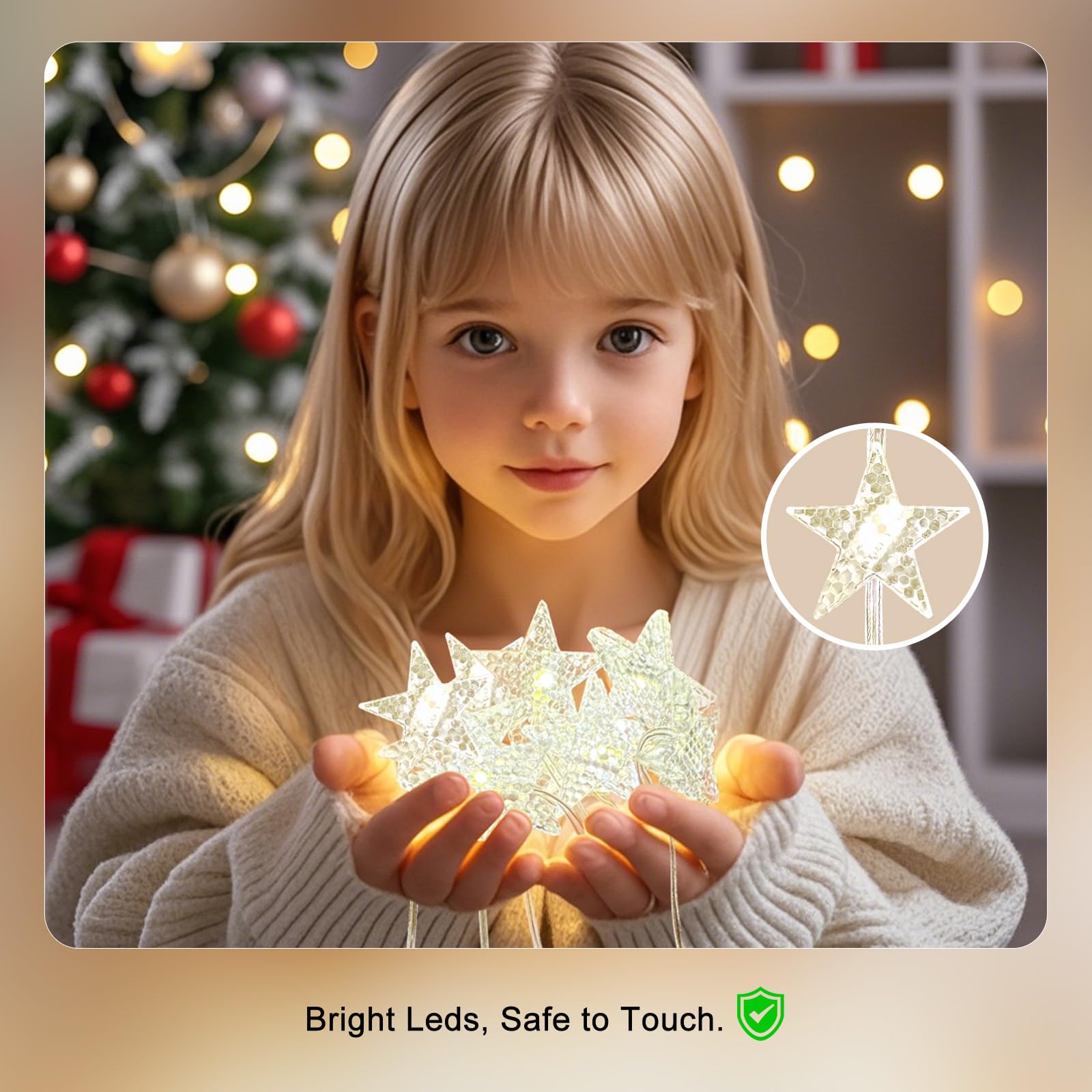 70 LED Star Curtain Lights Warm White - Remote Control Fairy Twinkle String Lights for Window, Bedroom, Wall & Ceiling Decor - Perfect for Christmas, Wedding, Party & Birthday Celebrations - Create Magical Ambiance for Indoor & Outdoor Events