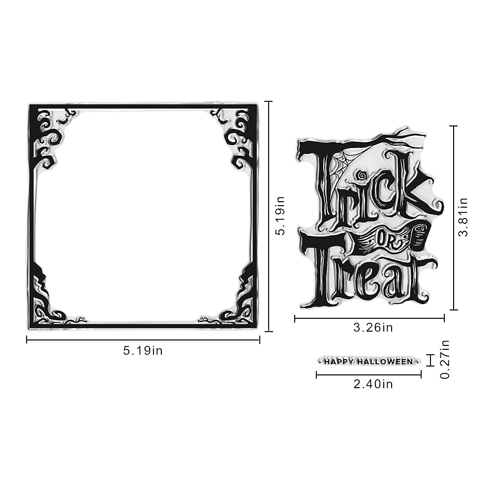 Halloween Trick or Treat Clear Stamps for Card Making, Scrapbooking & DIY Crafts - Spooky Words Transparent Silicone Stamps for Embossing, Album Decorations - Perfect for Halloween Cards, Party Invitations & Scrapbook Pages