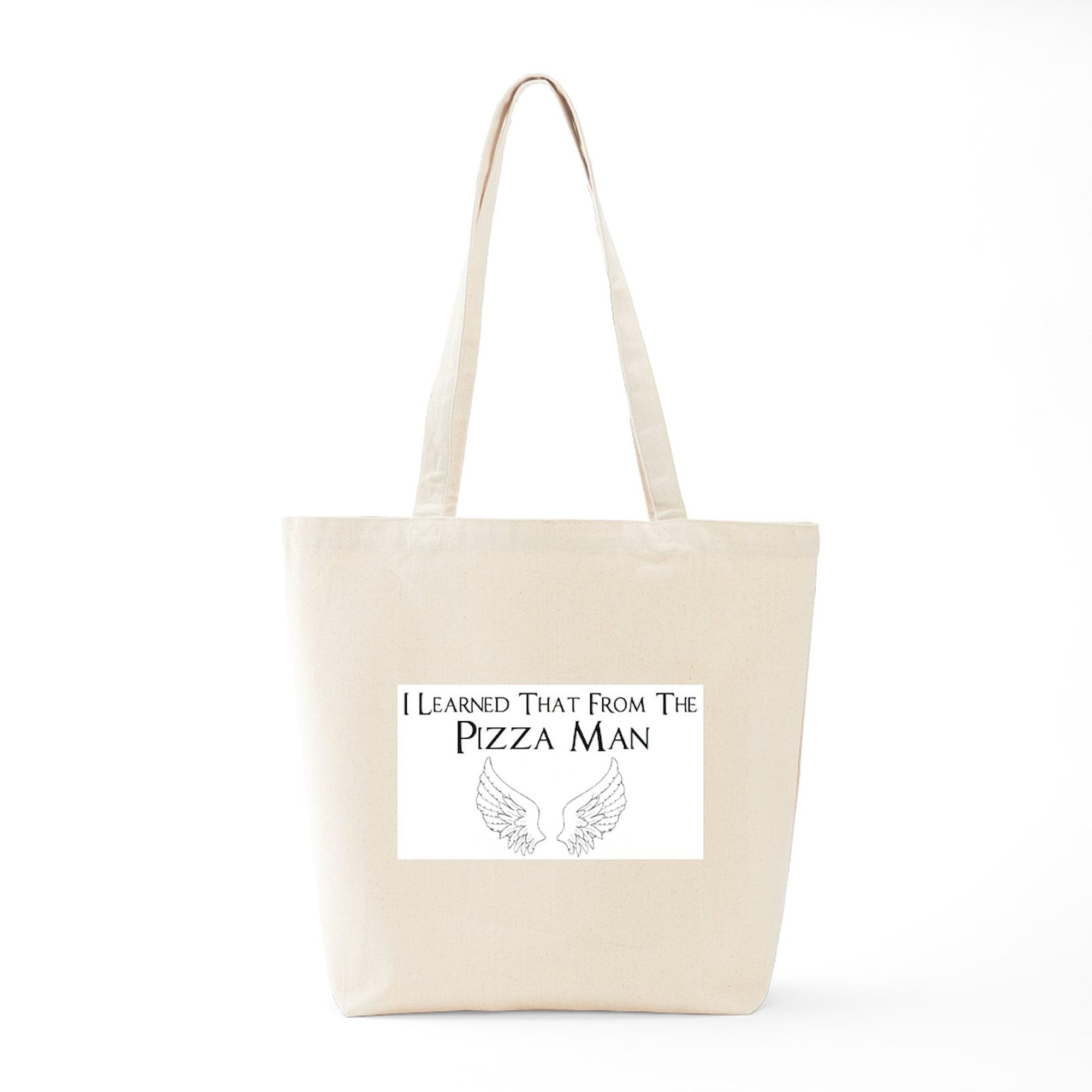 Castiel Pizza Man Canvas Tote Bag - Reusable Natural Shopping Bag for Groceries & Beach | Supernatural Fan Gift & Eco-Friendly Grocery Tote