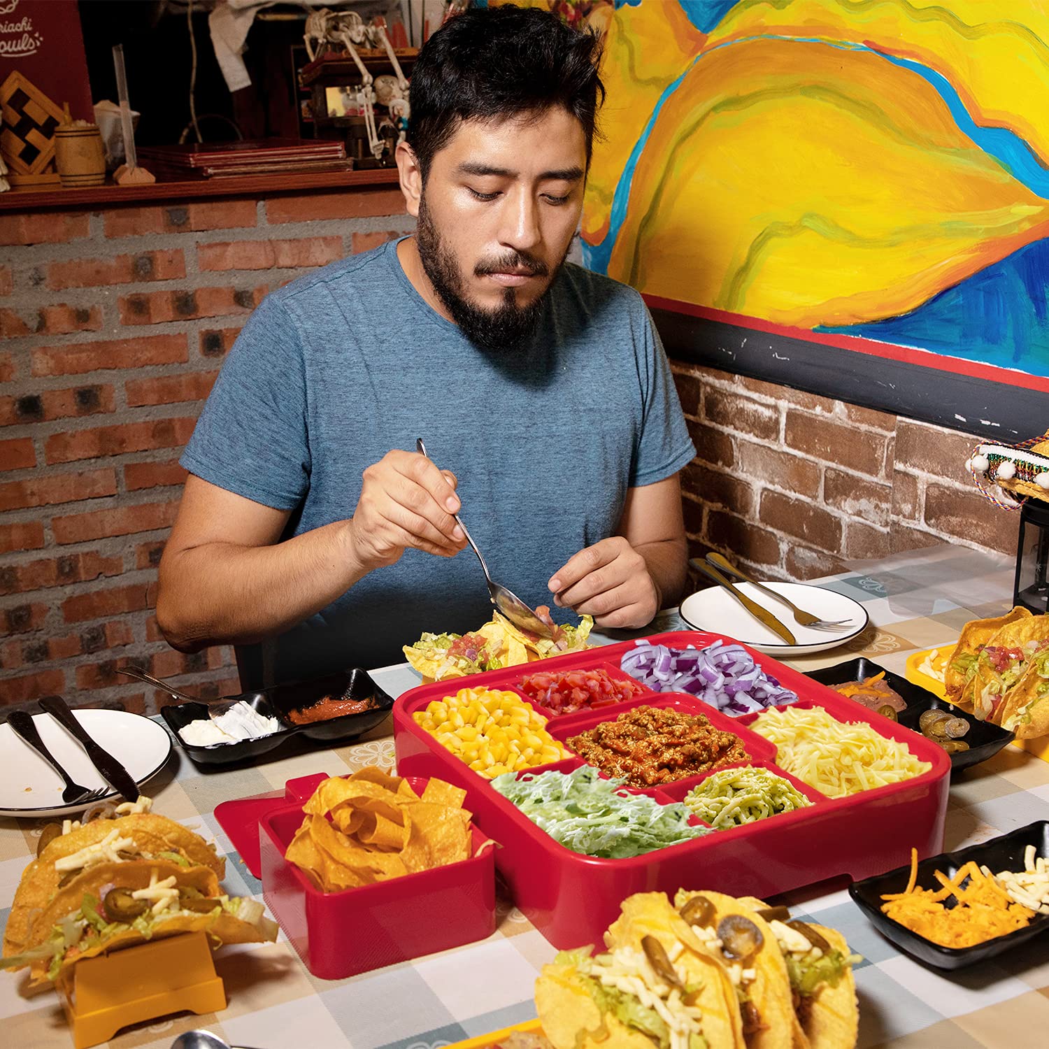 Taco Holder Stand Set - 4 Pack Stackable Taco Holders for Nachos & Tortillas | Perfect for Taco Tuesday Parties & Family Taco Nights | Durable Taco Bar Serving Platter for Entertaining & Gatherings