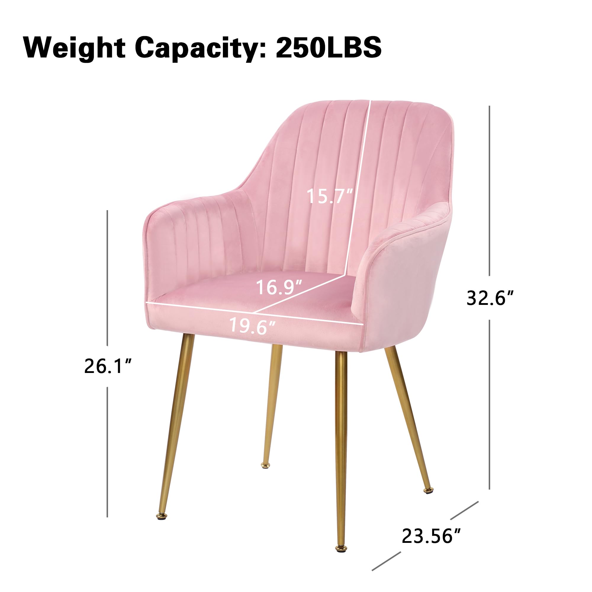 Luxury Set of 2 Pink Velvet Dining Chairs with Gold Plated Legs - Upholstered Accent Chairs for Living Room, Dining Room & Home Decor | Modern Comfort Seating for Entertaining Guests