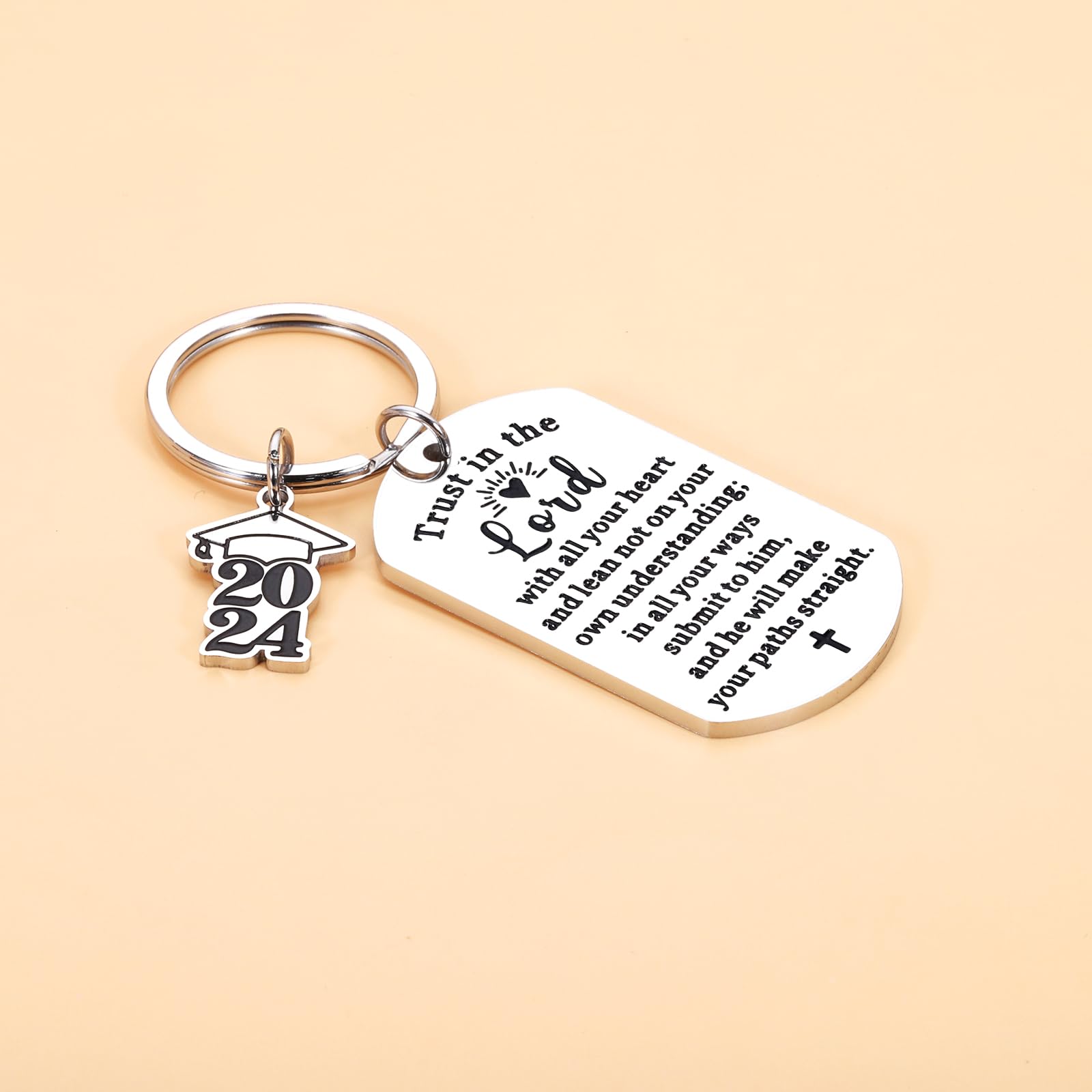 2024 Graduation Keychain for Women & Men - Inspirational Christian Graduation Gifts for College & High School Seniors - Perfect Graduation Gift Idea for Her & Him - Great for Church Ceremonies, Graduation Parties & Daily Motivational Use