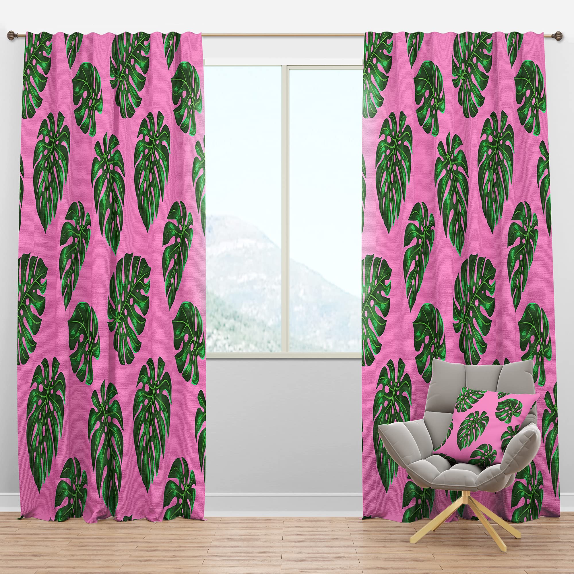 DesignQ Blackout Curtains 'Tropical Palm Leaves III' - Thermal Insulated Room Darkening Drapes for Bedroom & Living Room (52x120, Single Panel) - Perfect for Home Decor, Privacy & Light Control
