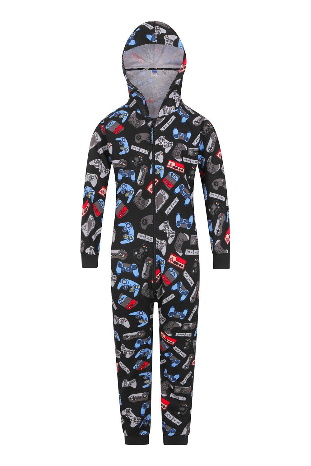 ThePyjamaFactory Boys Gamer Pajama Set - Video Game Controller Print Sleepwear, Black & Blue - Comfortable Gaming-Themed Pajamas for Kids Sleepovers & Gaming Parties