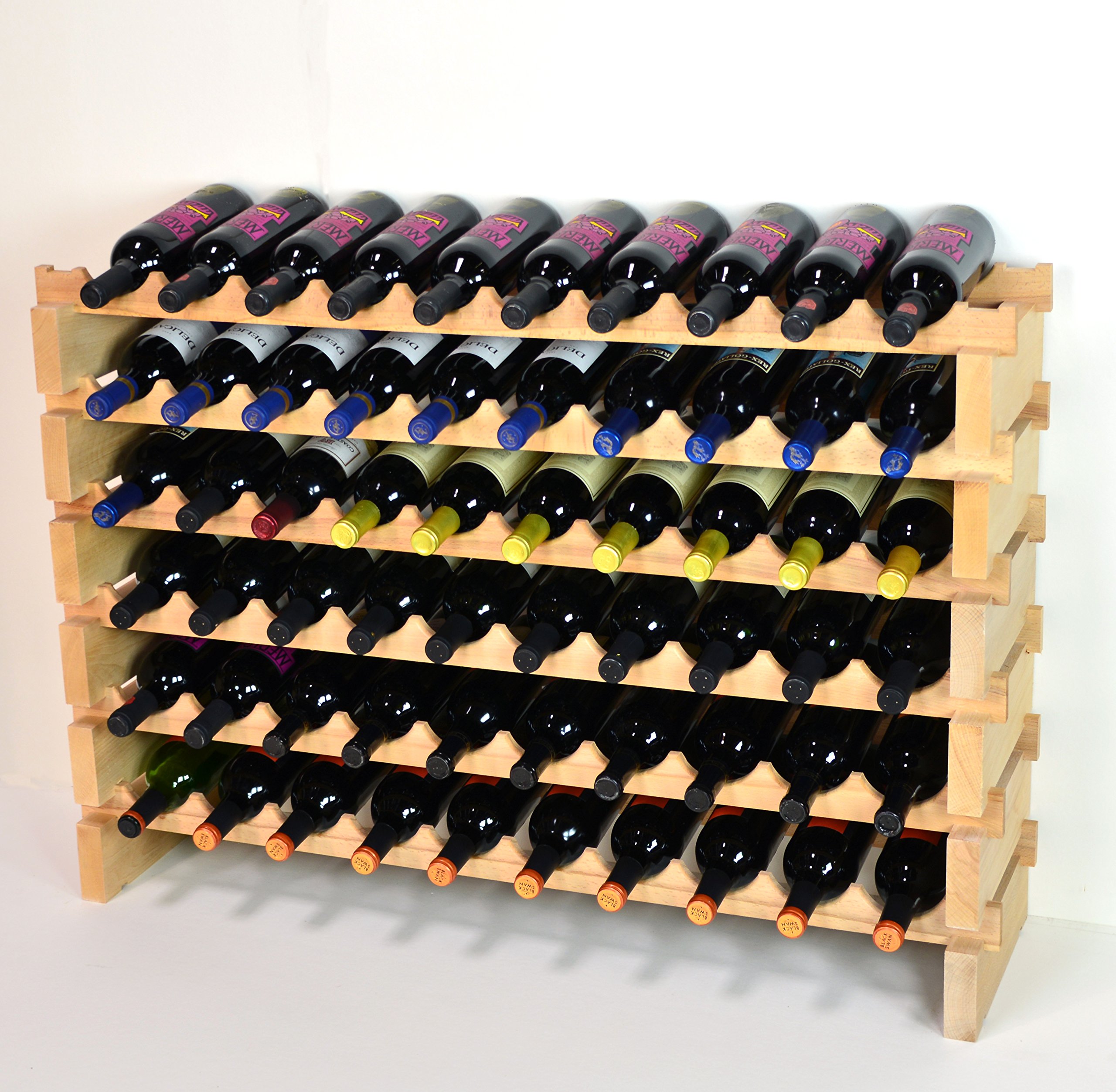 Premium Modular Hardwood Wine Rack - Holds 60 Bottles (10 Bottles x 6 Shelves) | Space-Saving Storage for Home Cellar, Kitchen, Bar & Restaurant Display