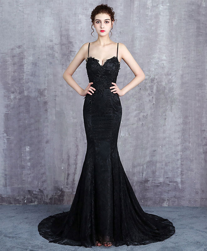 Elegant Black Lace Mermaid Prom Dress for Women - Formal Evening Gown for Homecoming, Wedding, and Special Occasions