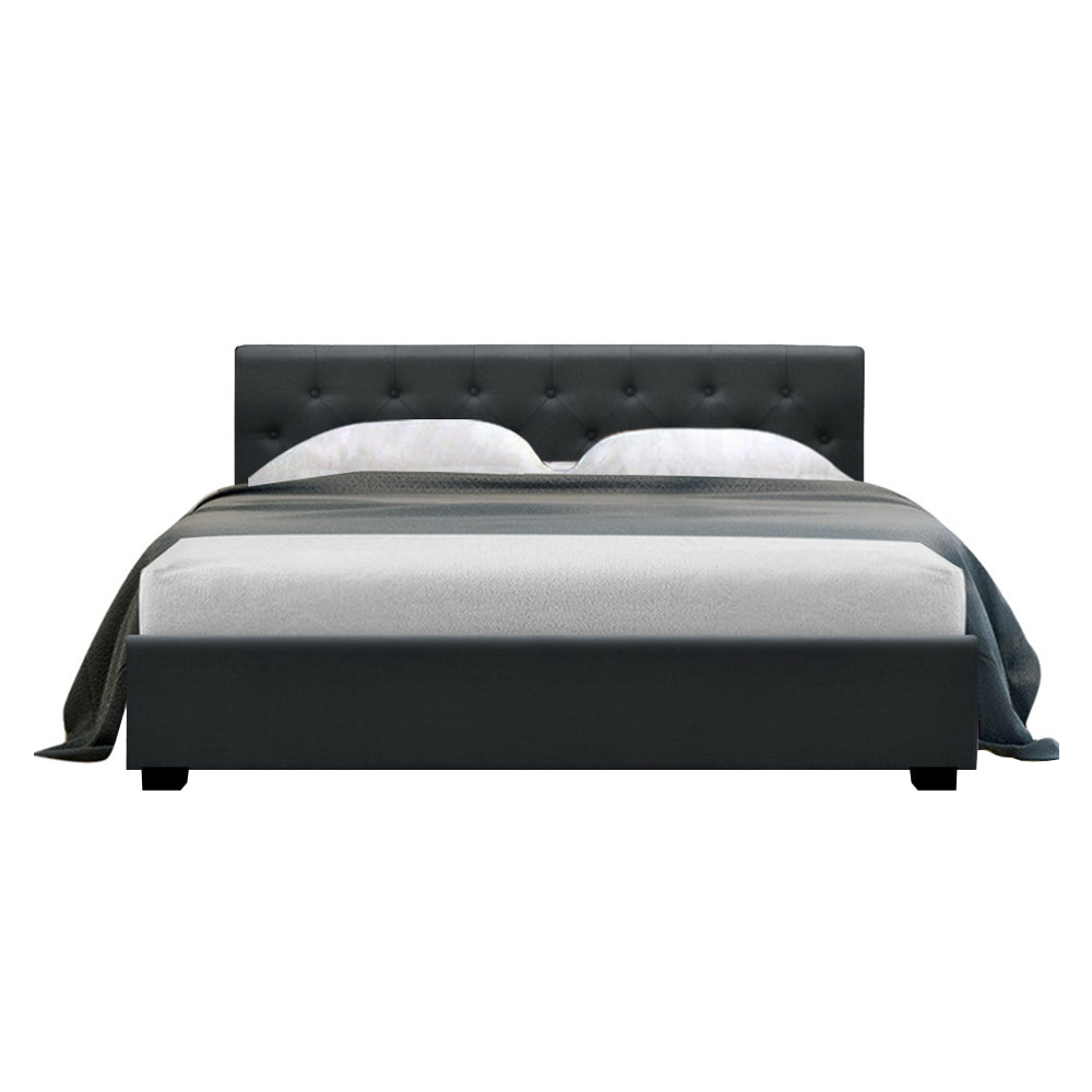 Dorilla Gas Lift Storage Queen Bed Frame in Charcoal - Modern Platform Bed with Hydraulic Storage for Small Spaces & Apartments