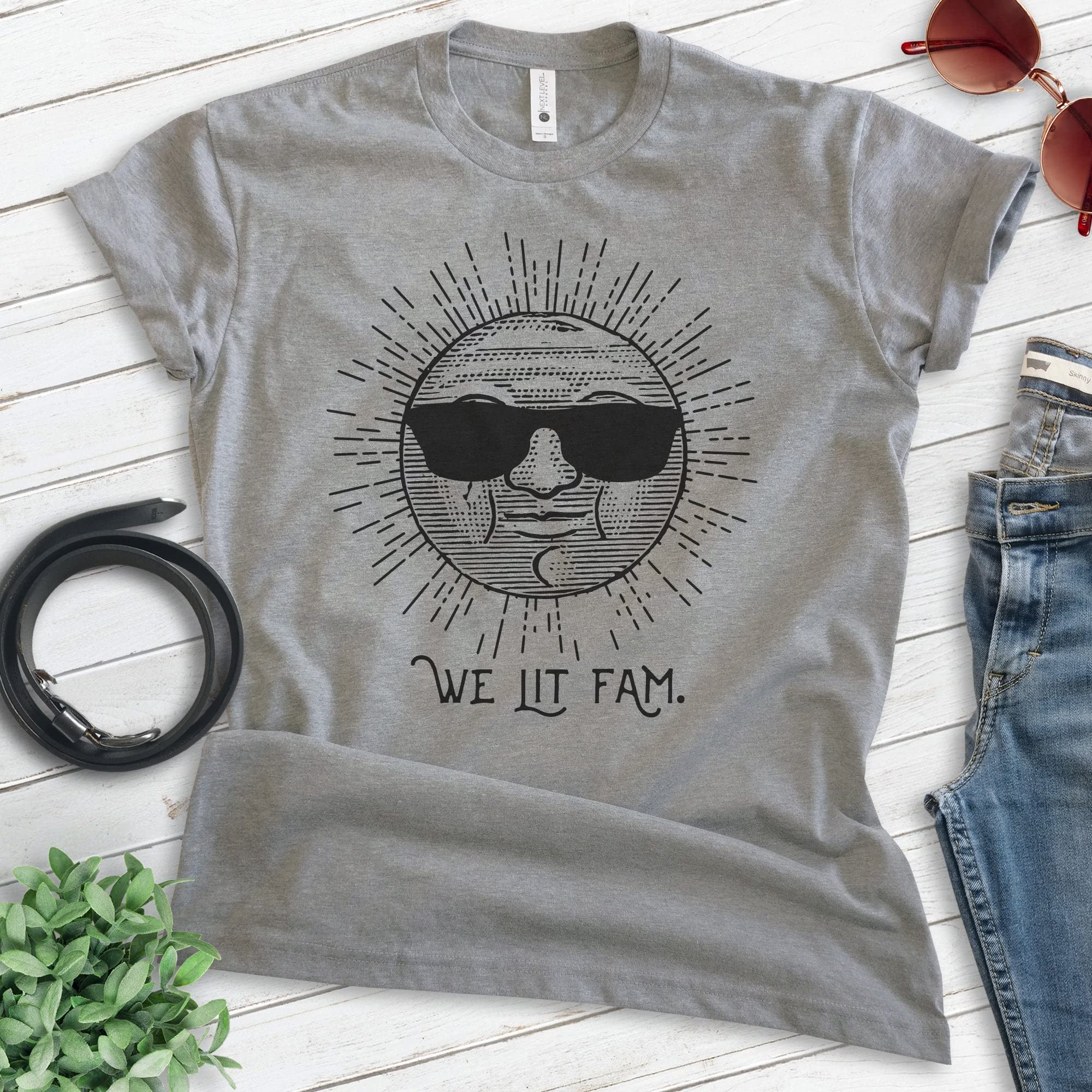 EVERTREE CLOTHING We Lit Fam Shirt - Unisex UV Protection Sun Shirt for Men & Women - Lightweight Casual Wear for Beach, Hiking & Outdoor Activities