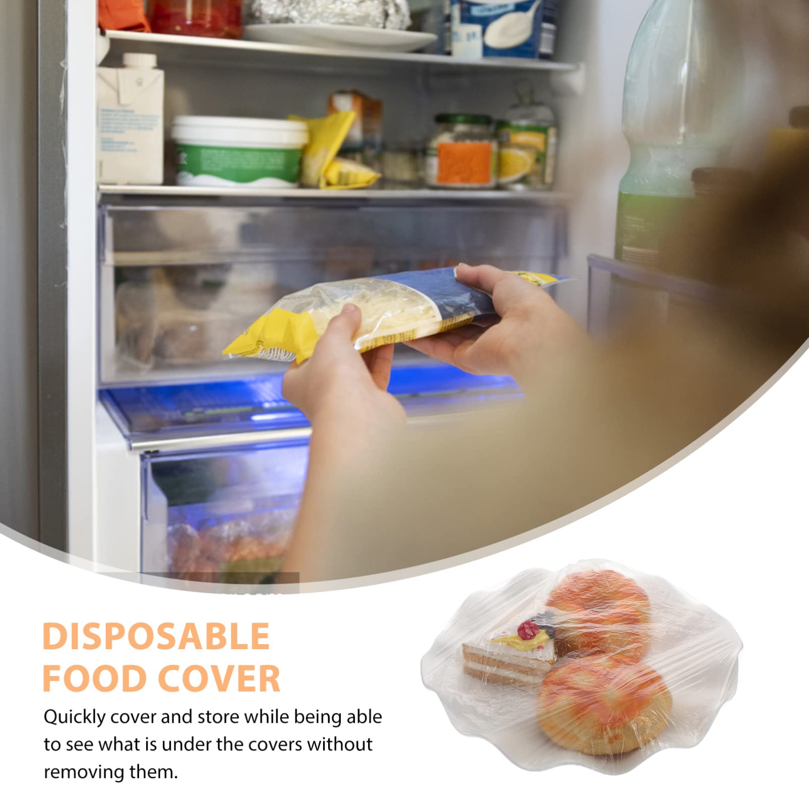 300pcs Elastic Plastic Food Covers for Bowls & Refrigerator Storage - Reusable Stretchable Bowl Covers for Fresh Food Preservation (Kitchen, Meal Prep, Leftovers)
