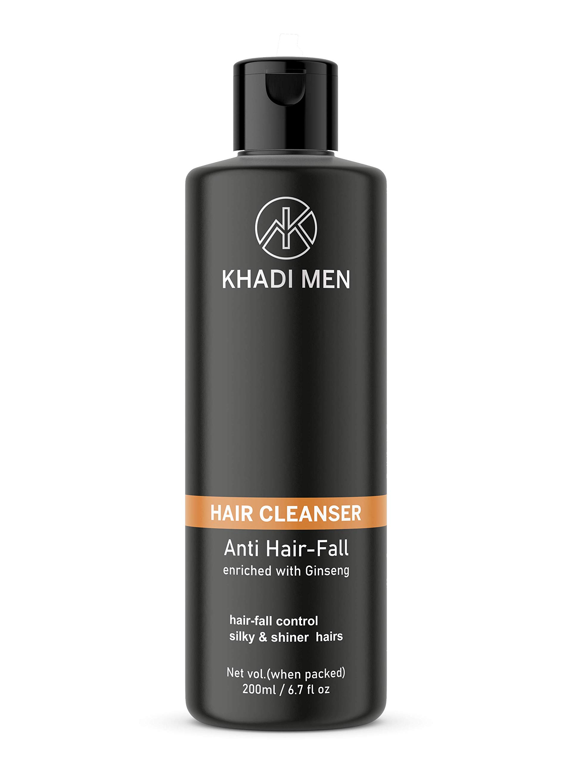 Khadi Men's Anti Hair Fall Shampoo with Gotu Kola, Rosemary & Basil | Reduces Hair Loss, Promotes Healthy Hair Growth & Shine | Dermatologist Tested Formula for Men - 200ml | Daily Use for Thicker, Stronger Hair at Home or Gym