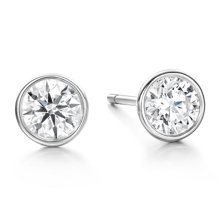 Hearts On Fire Classic Bezel Stud Diamond Earrings - 14K White Gold Diamond Stud Earrings for Women | Perfect for Weddings, Anniversaries & Everyday Elegance