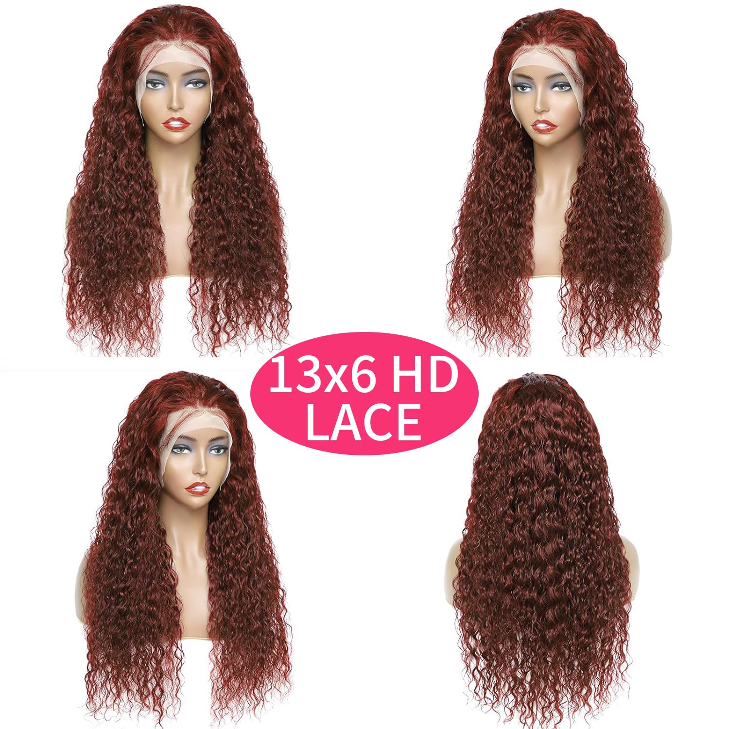 30 Inch Deep Wave Lace Front Wigs Human Hair - Pre Plucked Reddish Brown 13x6 Lace Wig with Baby Hairline | Natural Burgundy Human Hair Wig for Women | Perfect for Daily Wear, Cosplay, and Special Occasions