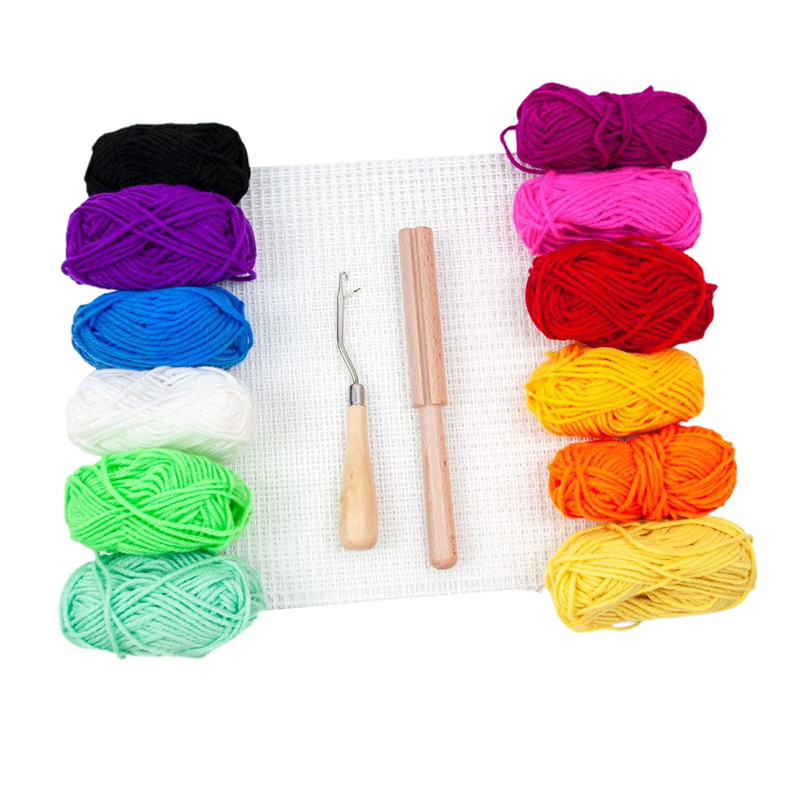 AMLESO DIY Rug Making Kit - 12 Yarn Pieces with Wooden Crochet Hook for Handmade Rugs, Home Decor & Craft Projects | Perfect for Beginners, DIY Home Decor & Gift Ideas