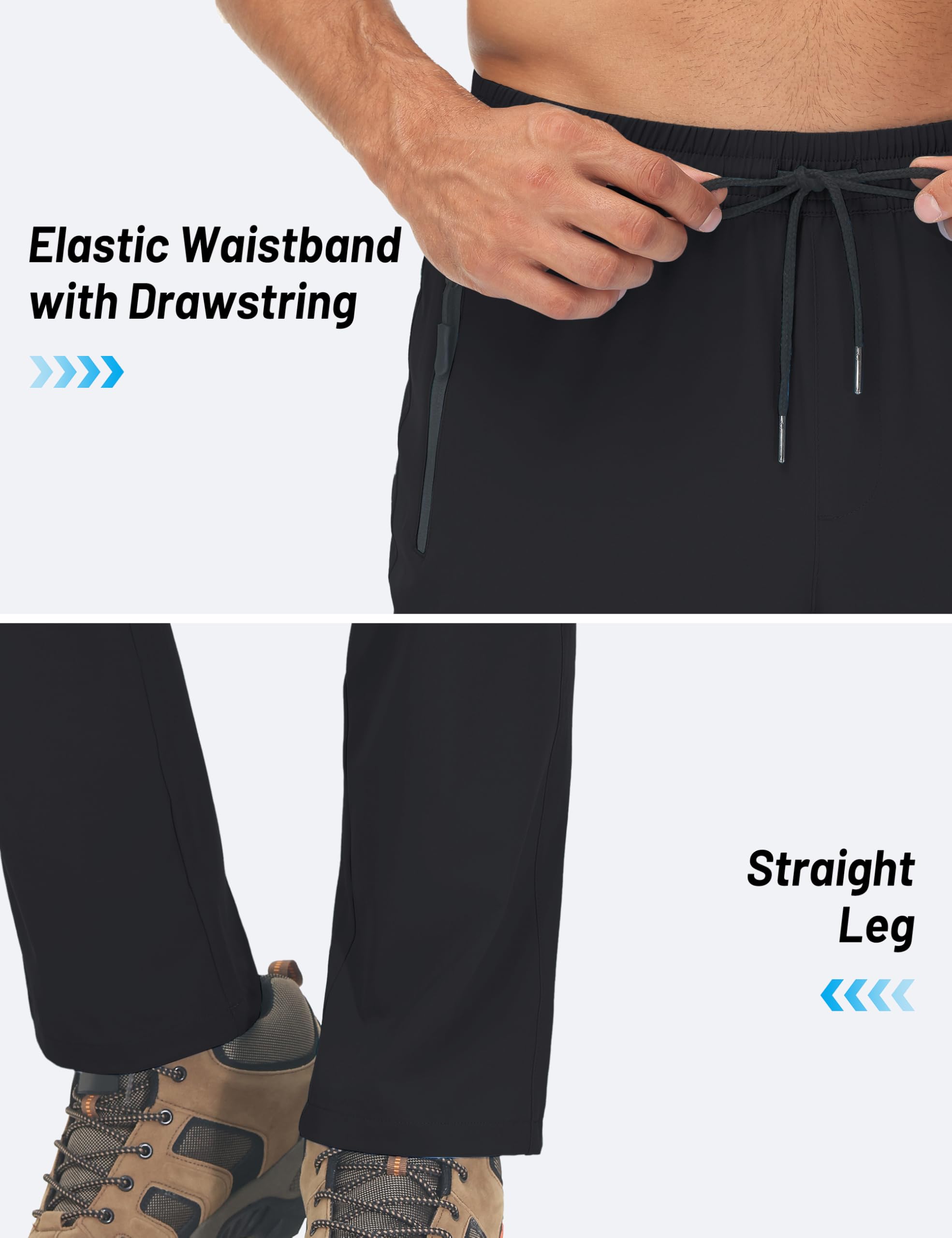 TACVASEN Men's Lightweight Hiking Pants - Quick Dry Stretch Water Resistant Joggers with Pockets for Outdoor, Gym & Workout | Athletic Casual Travel Pants for Hiking, Running & Daily Wear
