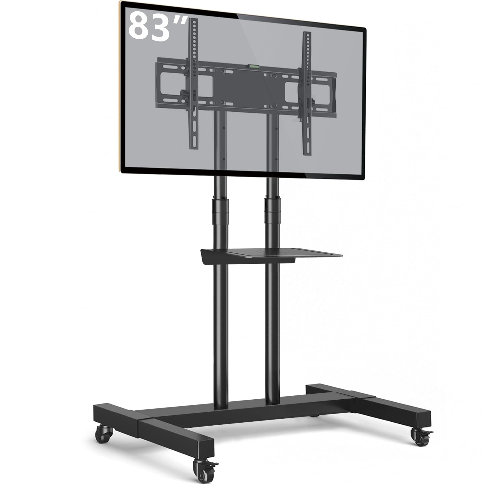 Adjustable Height Mobile TV Stand with Lockable Wheels for 32-83 Inch Flat Screen & Curved TVs - Rolling TV Cart with Mount, Supports 110 lbs - Perfect for Living Room, Bedroom, or Office Entertainment Setup
