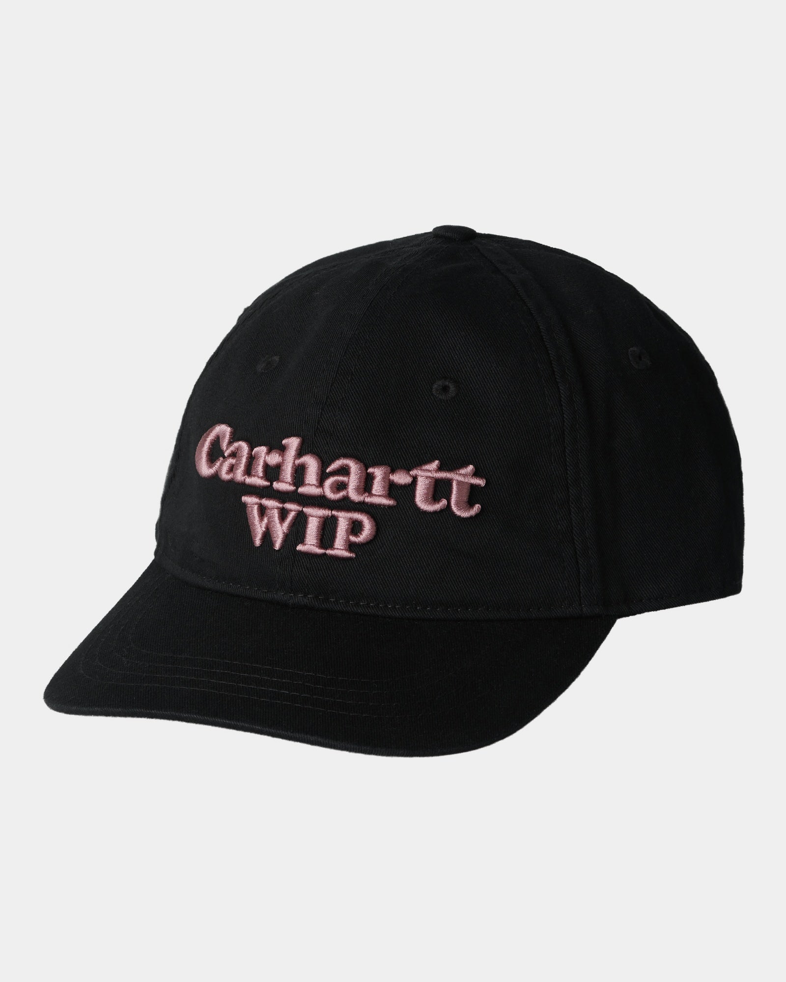 Carhartt WIP Script Cap - Black & Hortensia Color Adjustable Dad Hat for Men & Women | Streetwear, Casual Outfits, Outdoor Activities