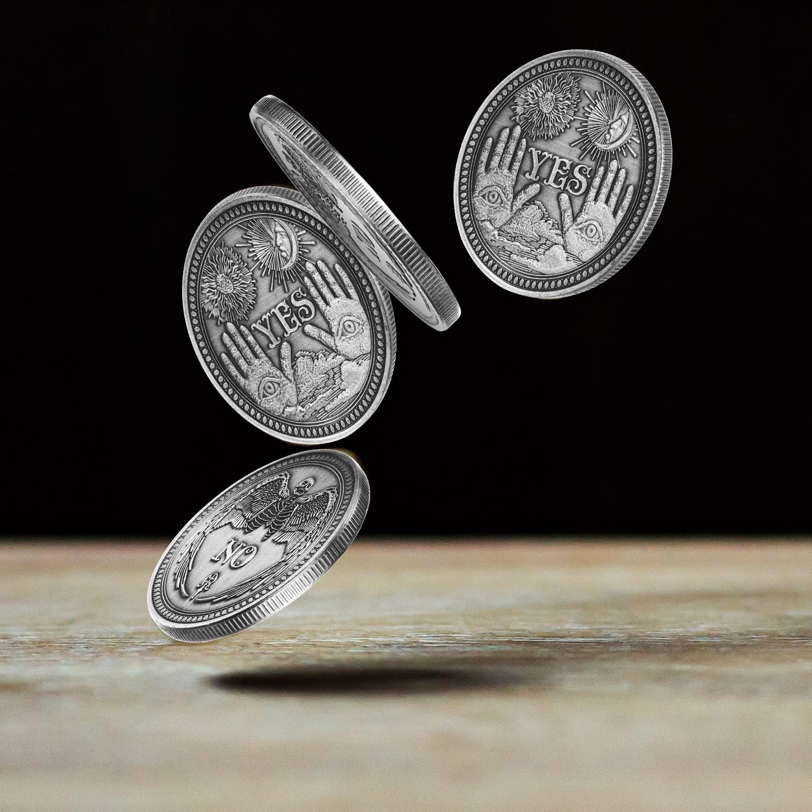 Yinkin 10 Pack Yes No Challenge Coin - Decision Maker Flip Coin for Gifts, Party Games, Office & School Use - Silver (Perfect for Holiday Parties, Team Building & Classroom Activities)